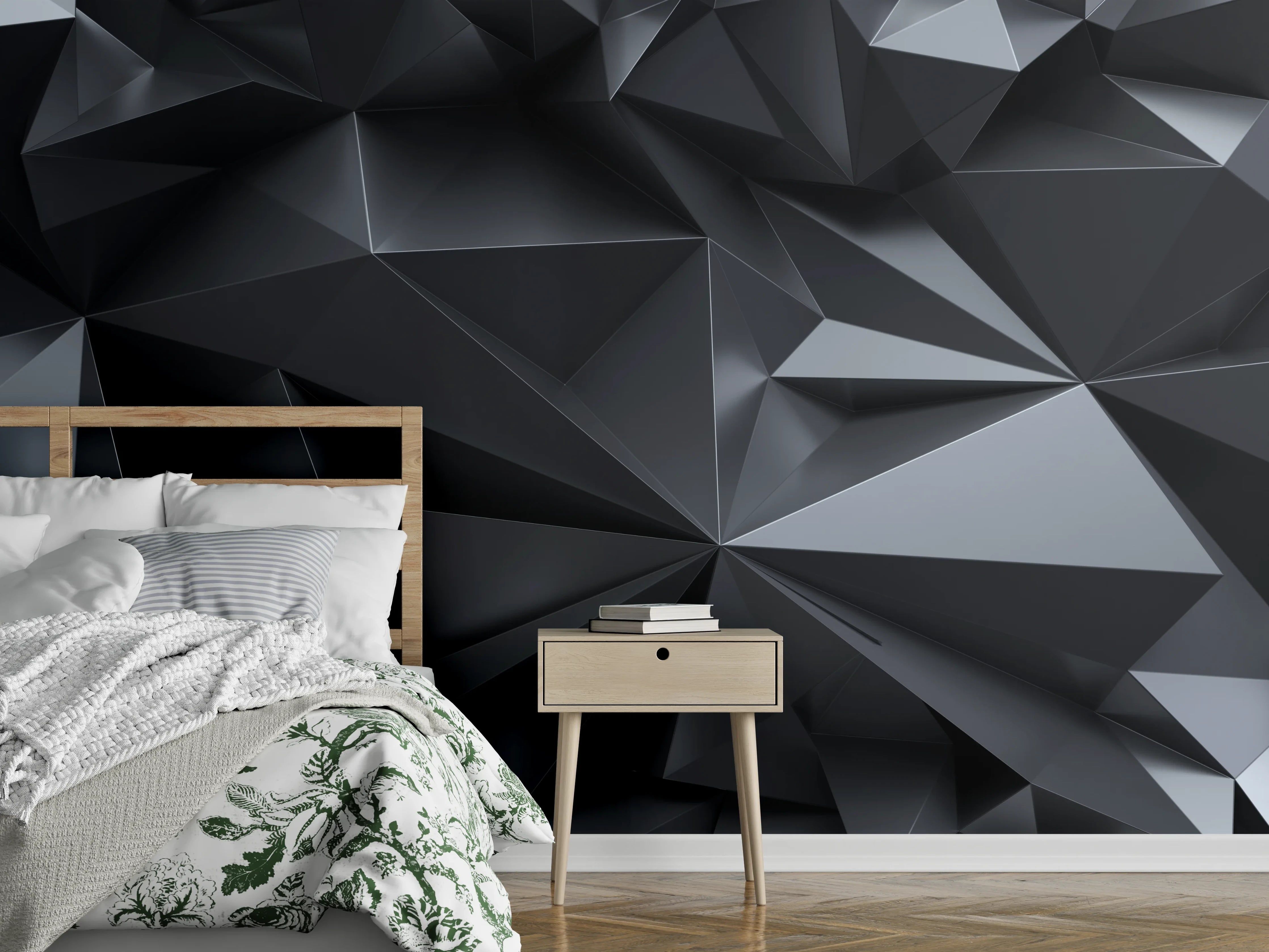 Wandverkleidung Schlafzimmer - Abstrakte Schwarze Kristalltextur