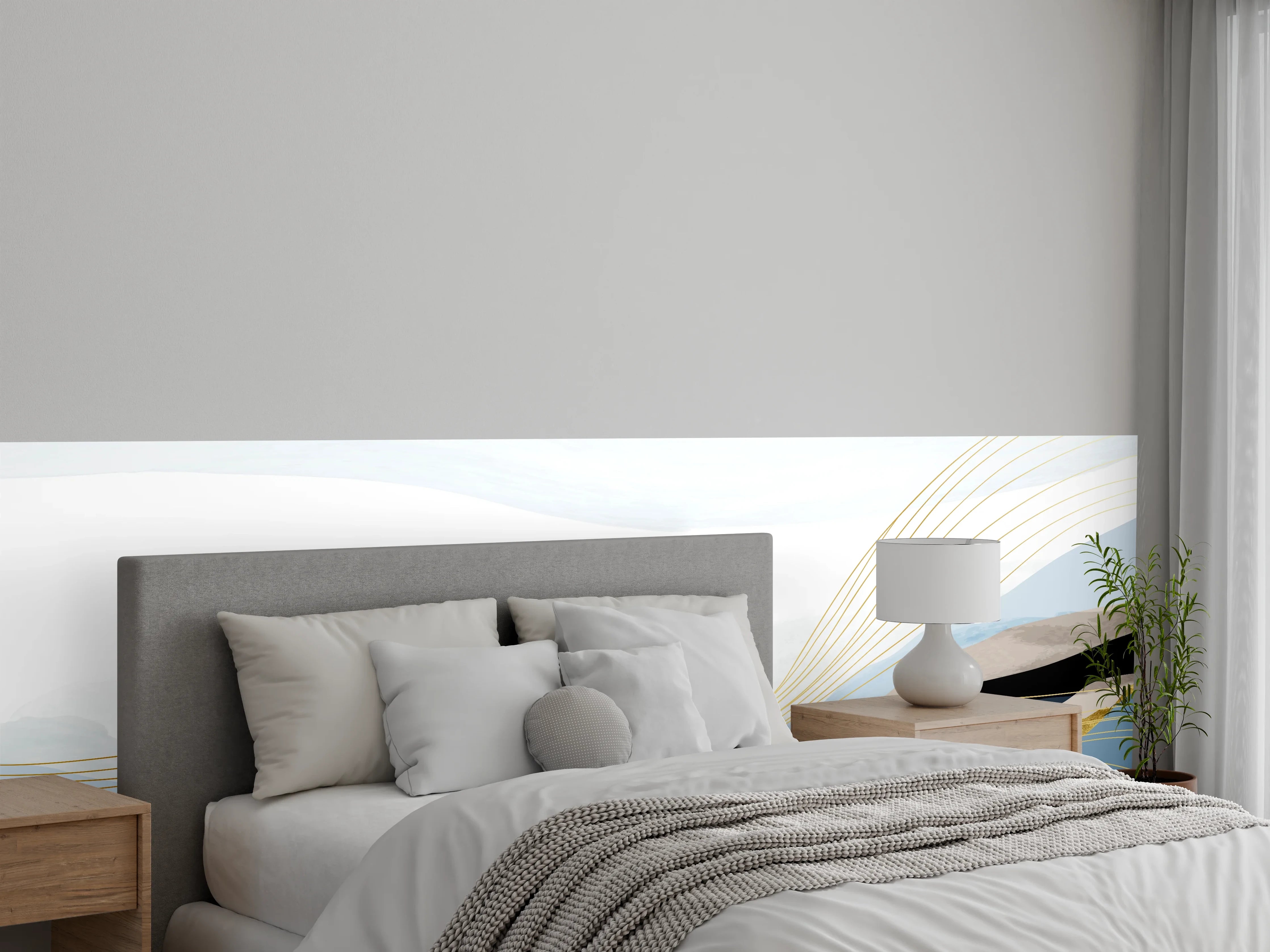 Wandverkleidung Schlafzimmer - Abstrakte Sonnenlandschaft
