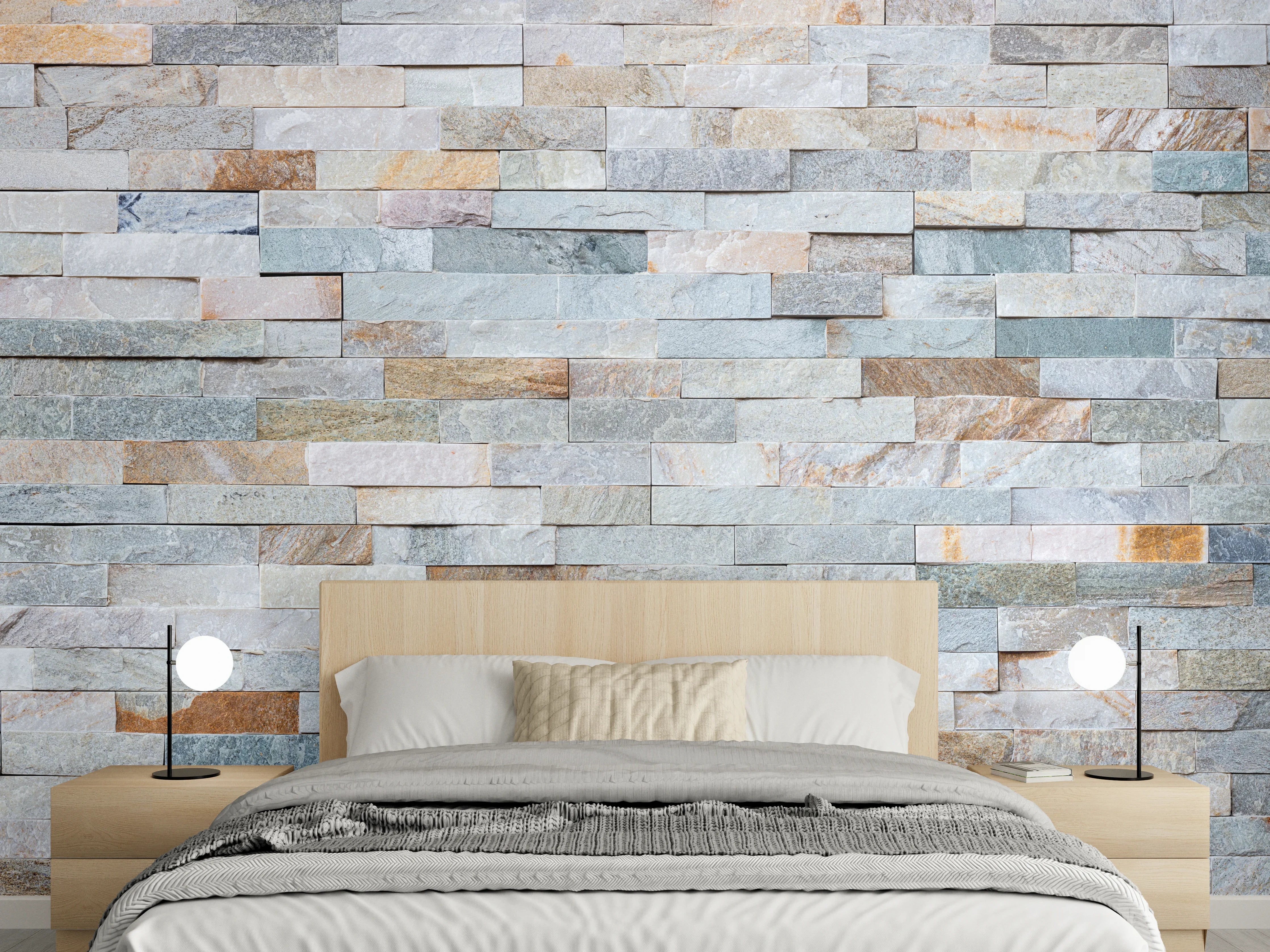 Wandverkleidung Schlafzimmer - Abstrakte Steinwandmuster