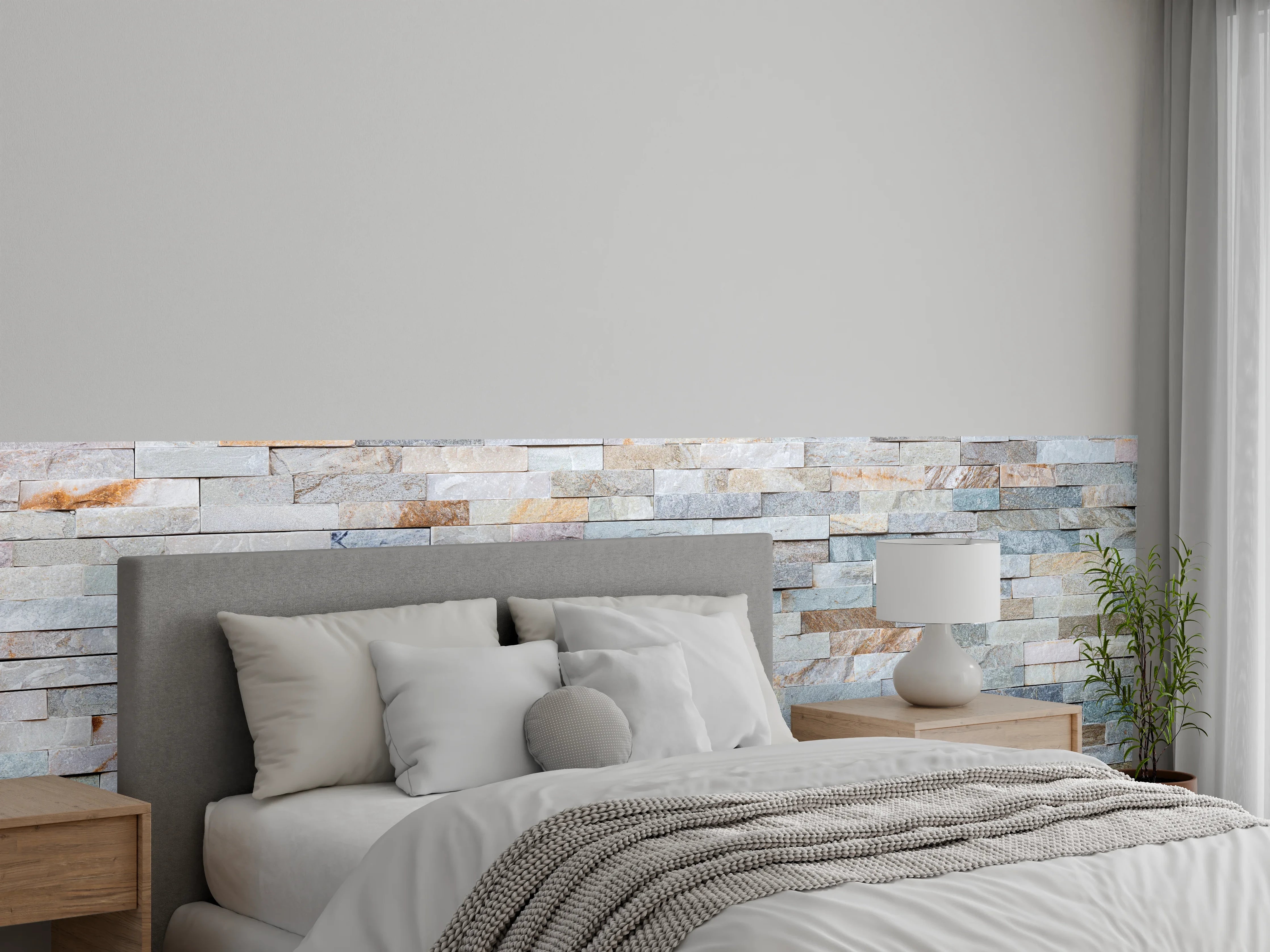 Wandverkleidung Schlafzimmer - Abstrakte Steinwandmuster