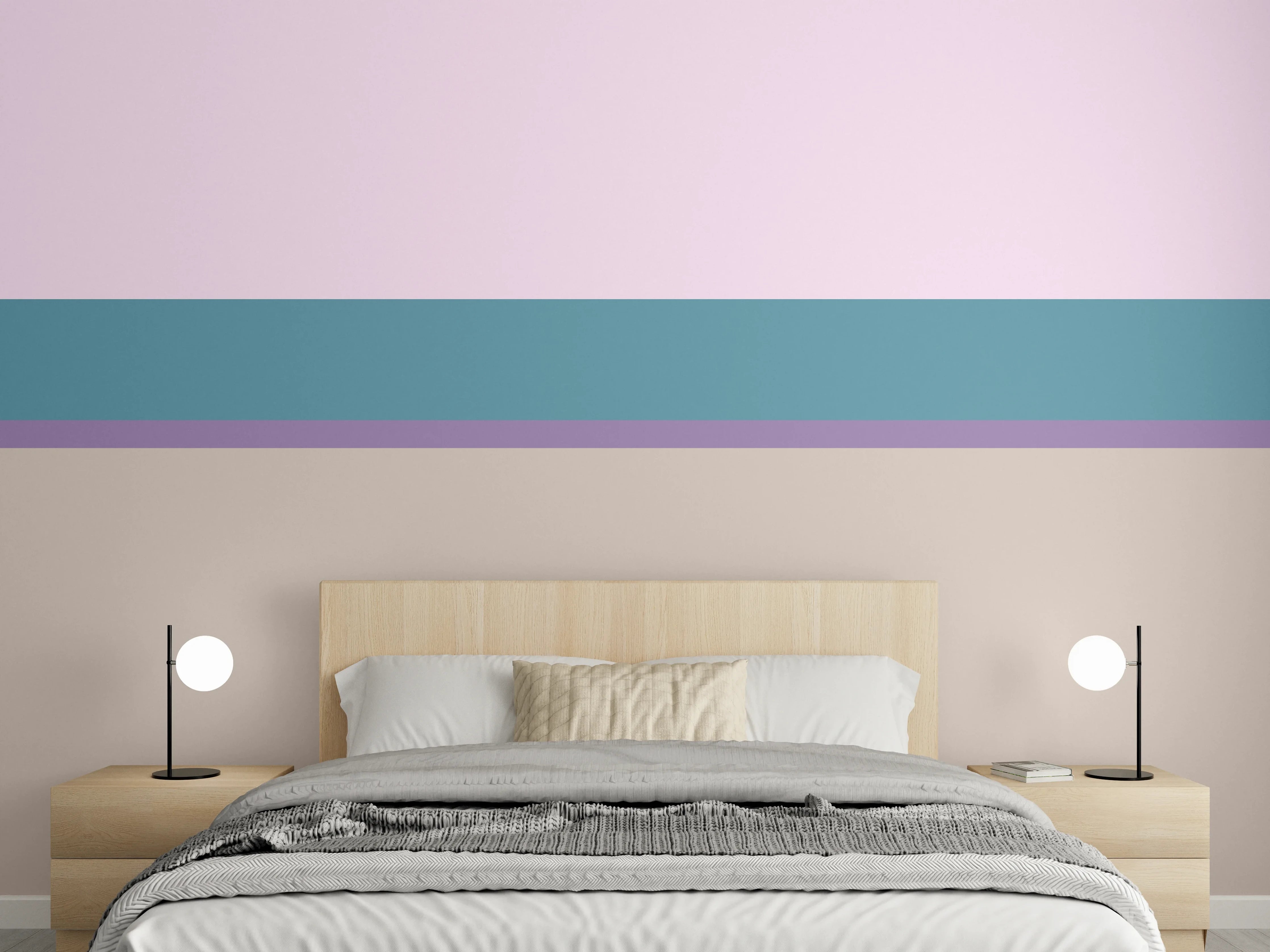 Wandverkleidung Schlafzimmer - Abstrakte Streifen Pastellfarben Wandbild