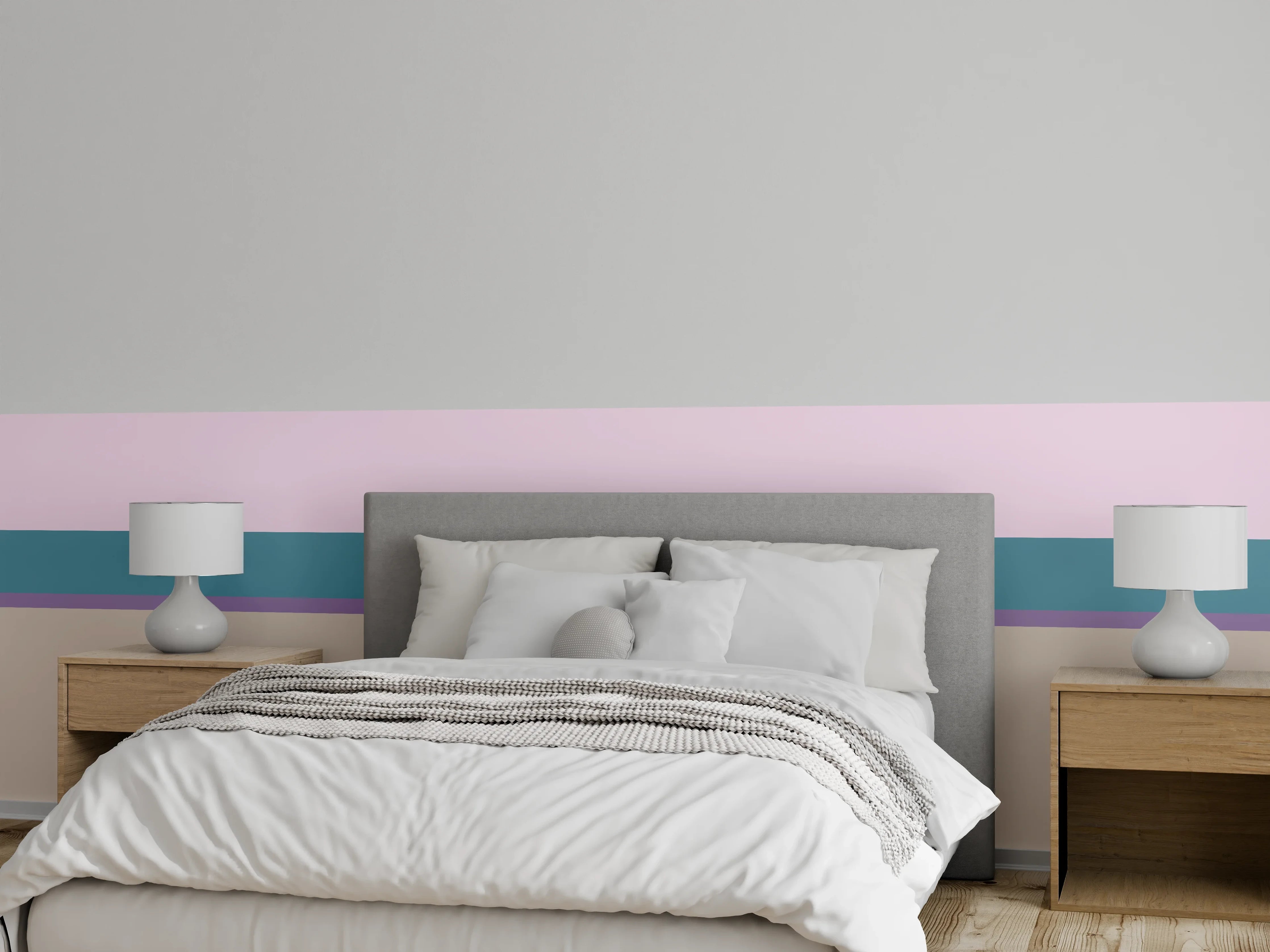 Wandverkleidung Schlafzimmer - Abstrakte Streifen Pastellfarben Wandbild