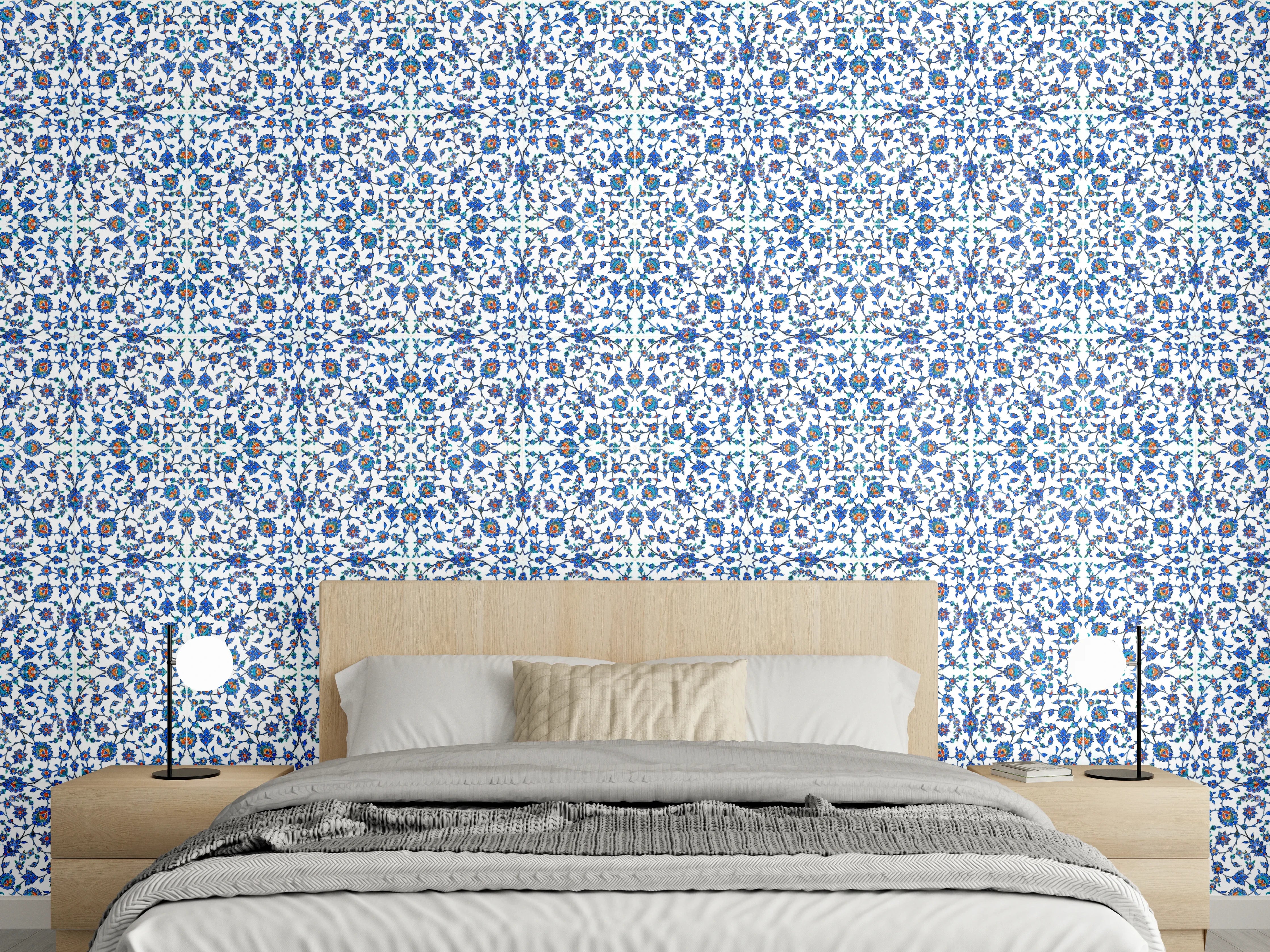 Wandverkleidung Schlafzimmer - Abstrakte Struktur Blau-Grau