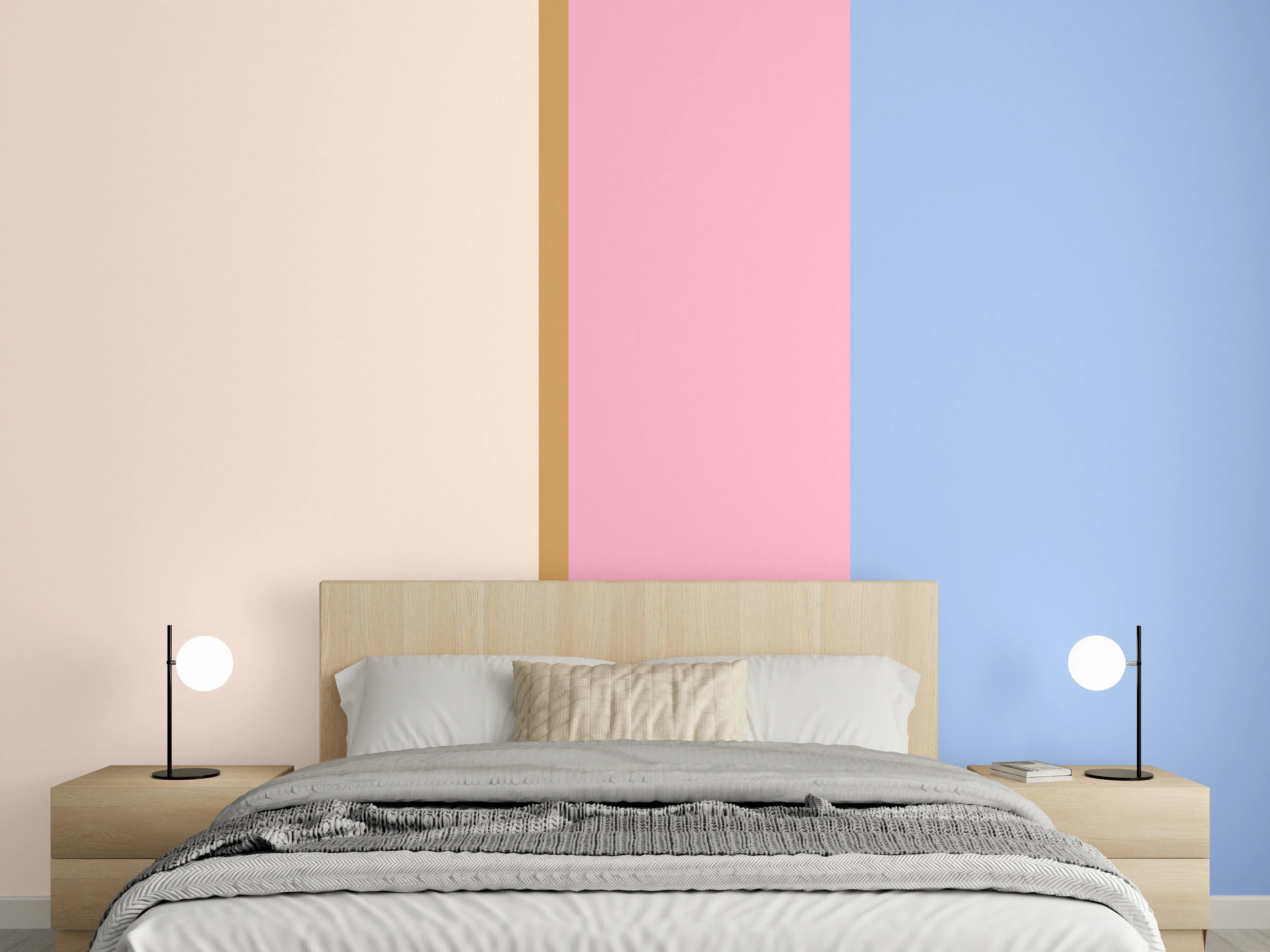 Wandverkleidung Schlafzimmer - Abstrakte Wandfarben Pastell Streifen