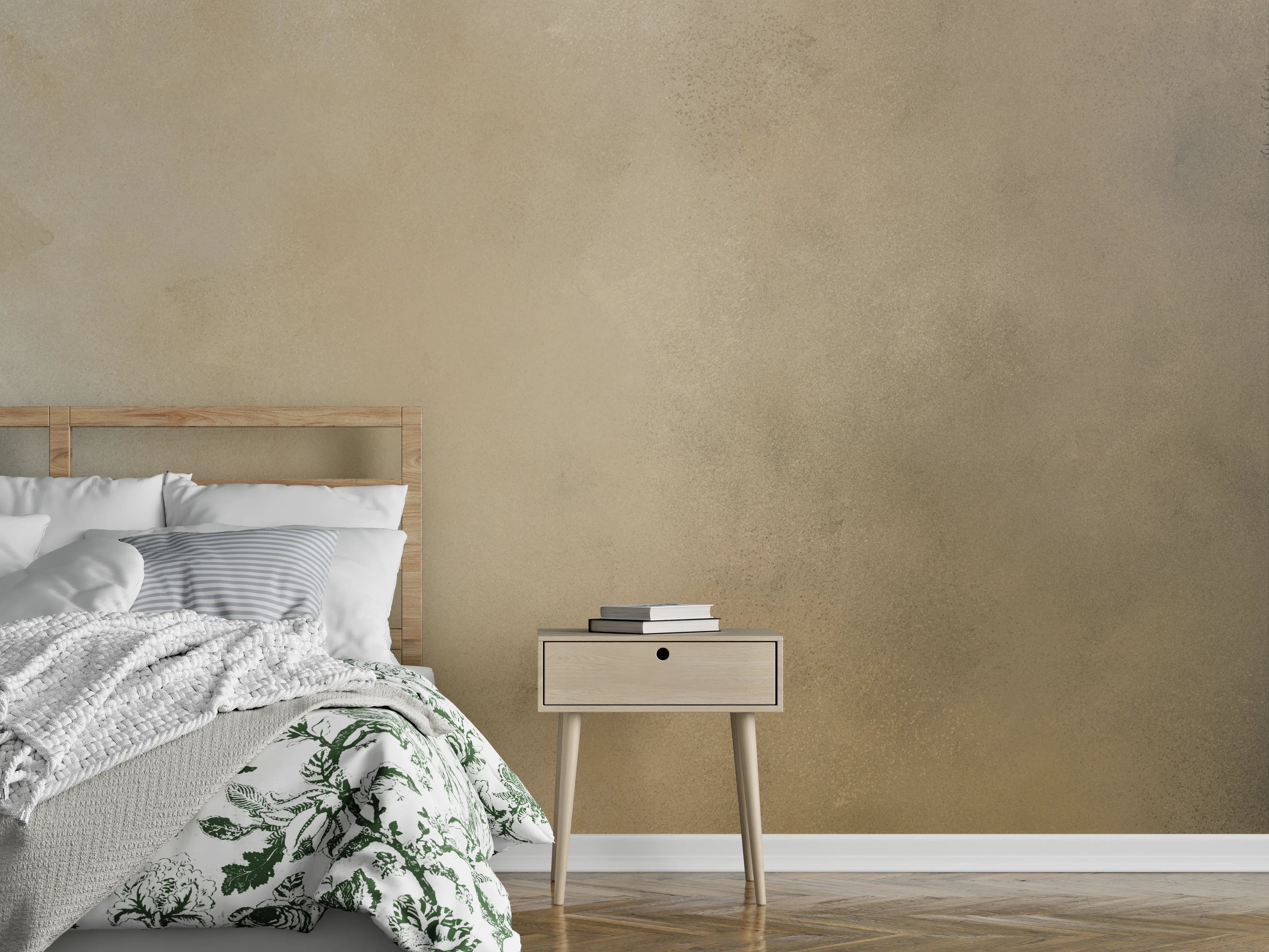 Wandverkleidung Schlafzimmer - Abstrakte Wandgestaltung Beige Grau Braun