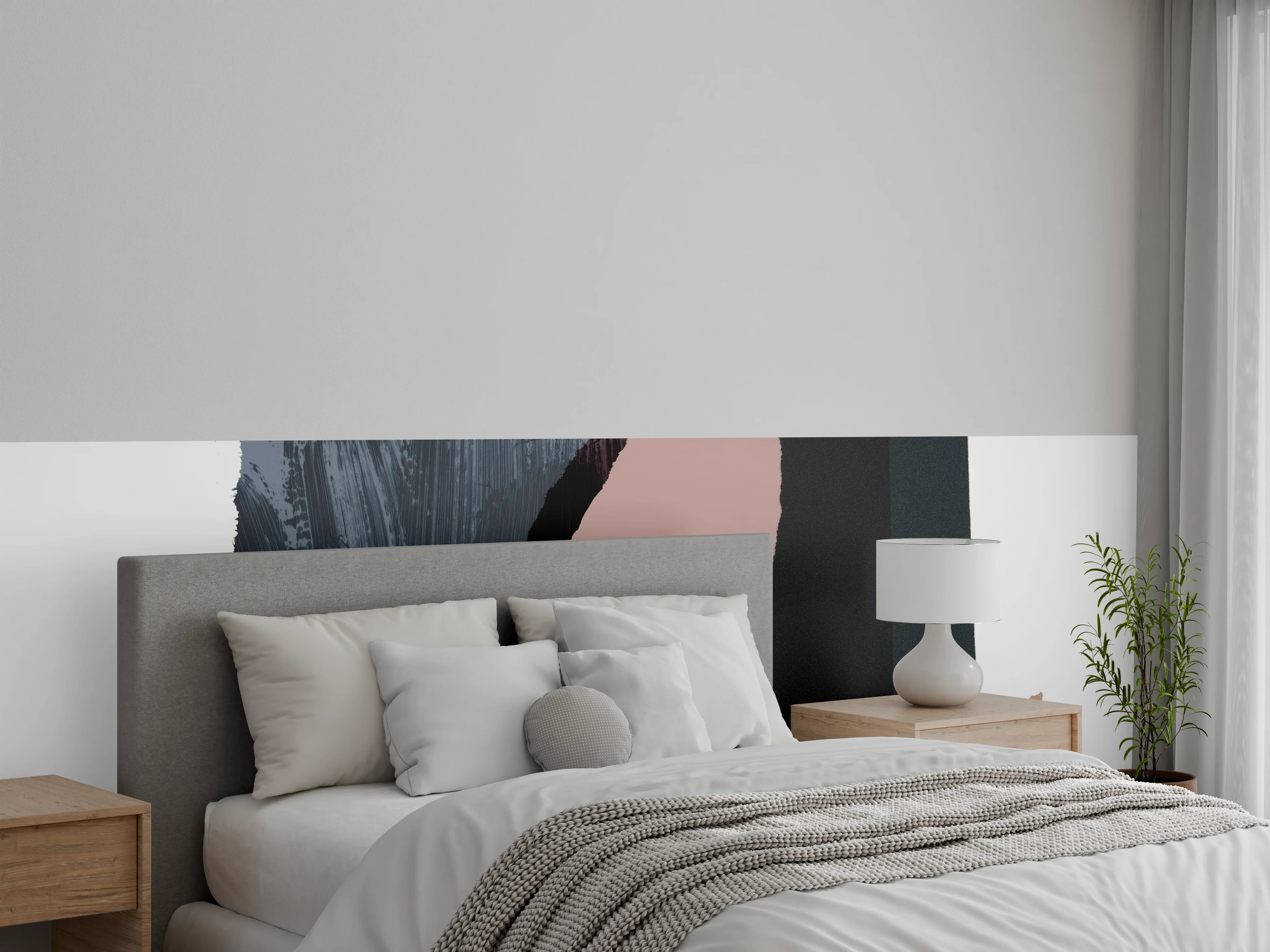 Wandverkleidung Schlafzimmer - Abstrakte Wandkunst in gedeckten Tönen