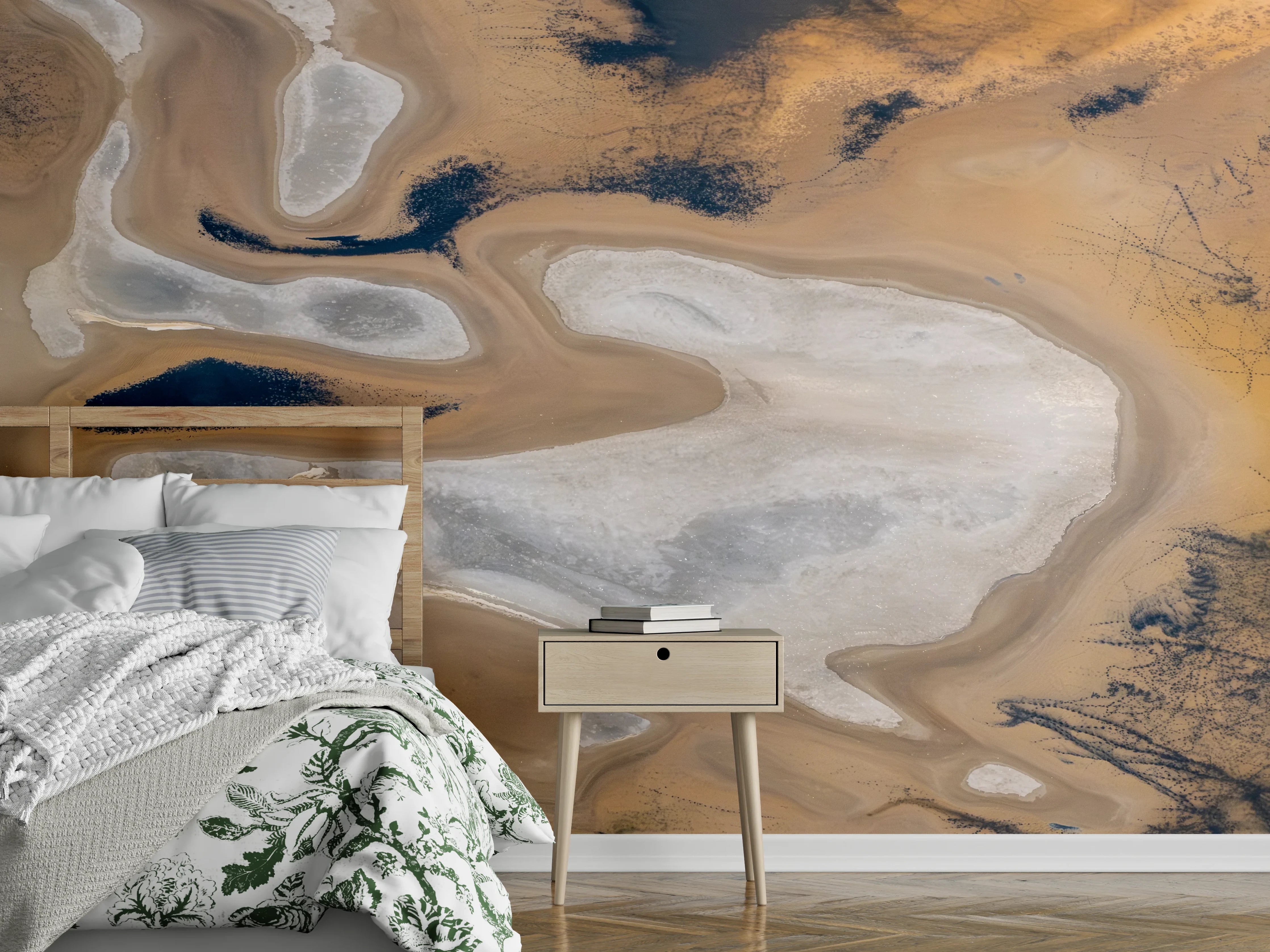 Wandverkleidung Schlafzimmer - Abstrakte Wüstenlandschaft aus der Luft