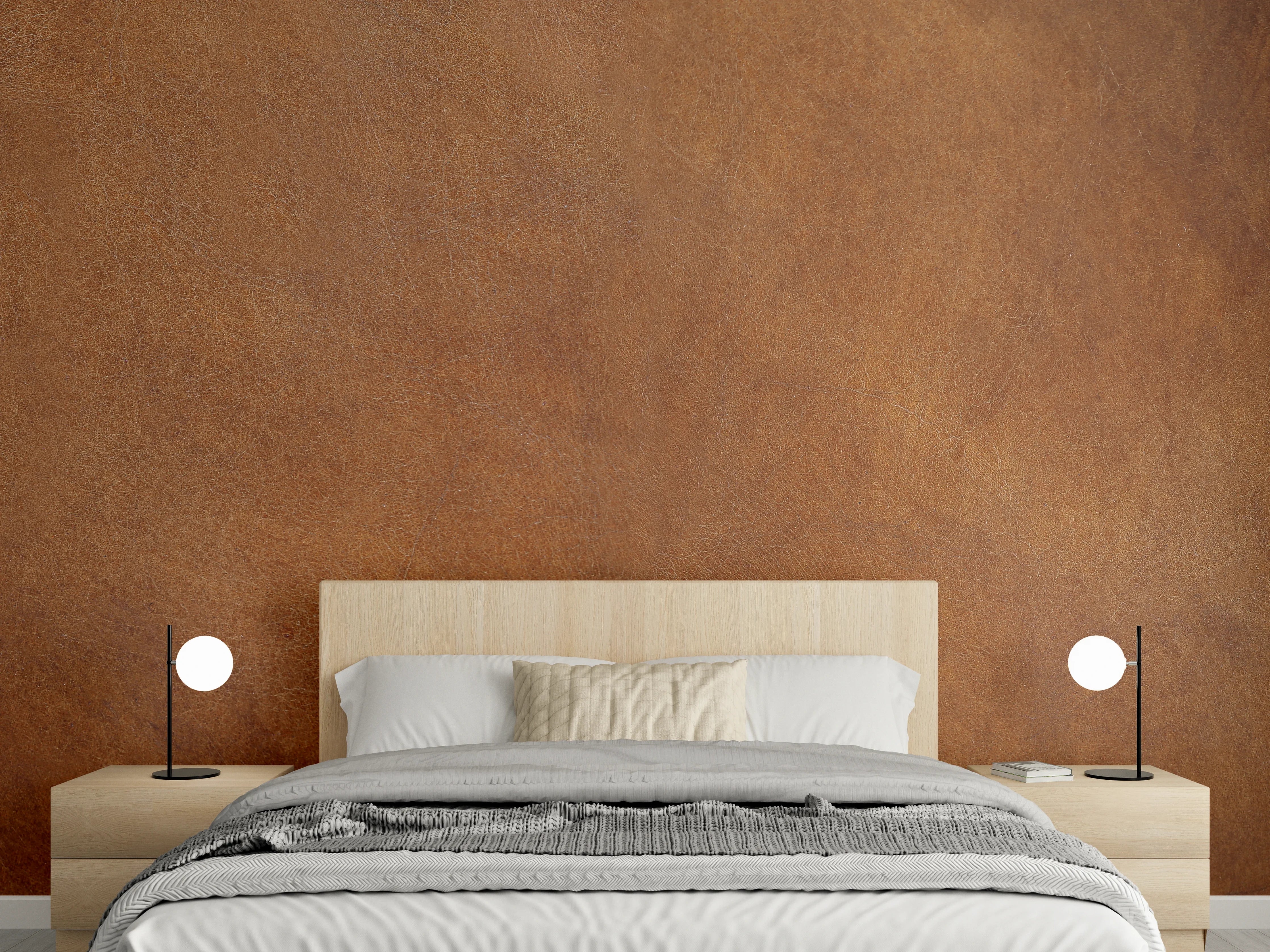 Wandverkleidung Schlafzimmer - Abstrakte braune Ledertextur