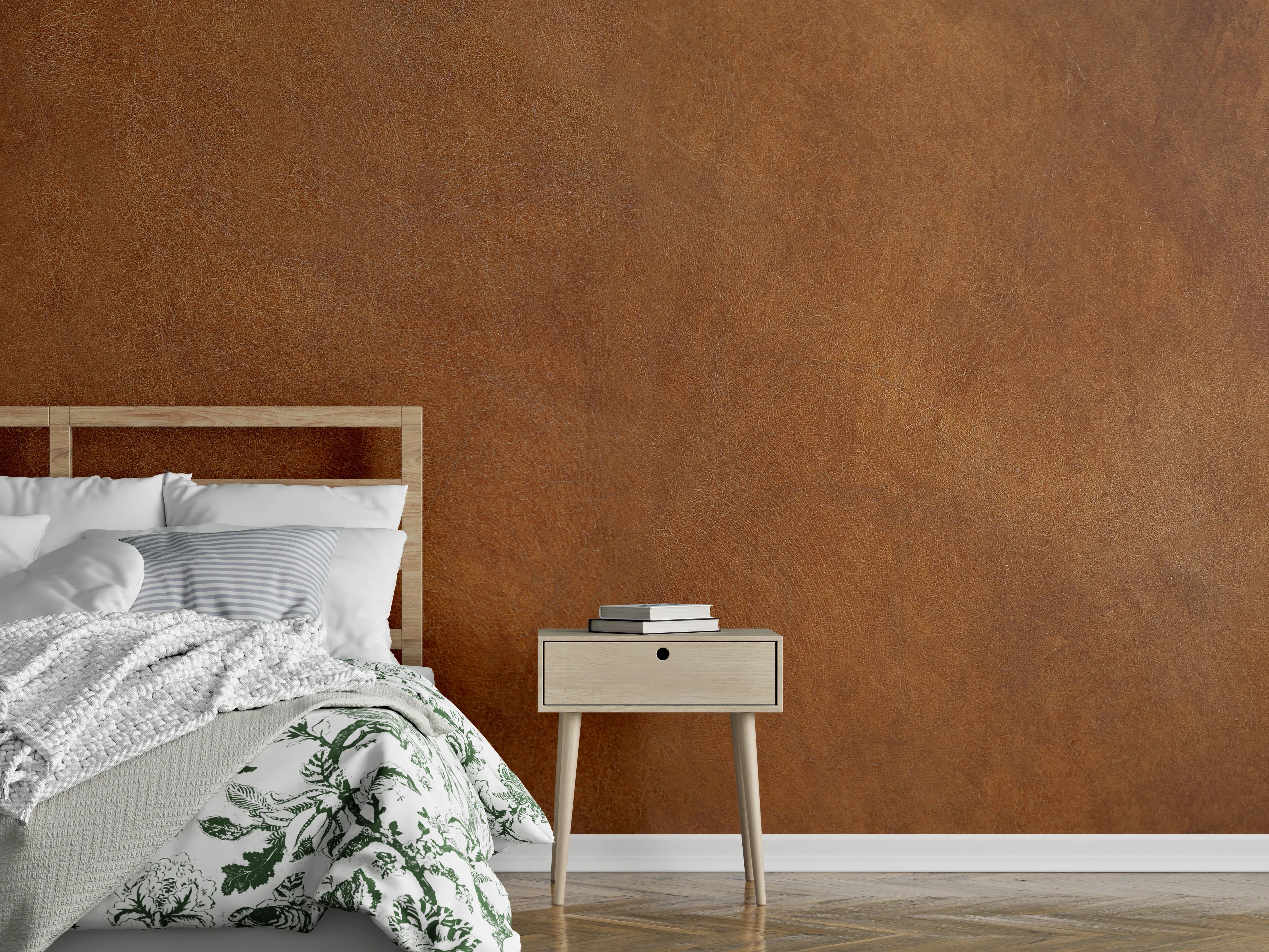 Wandverkleidung Schlafzimmer - Abstrakte braune Ledertextur