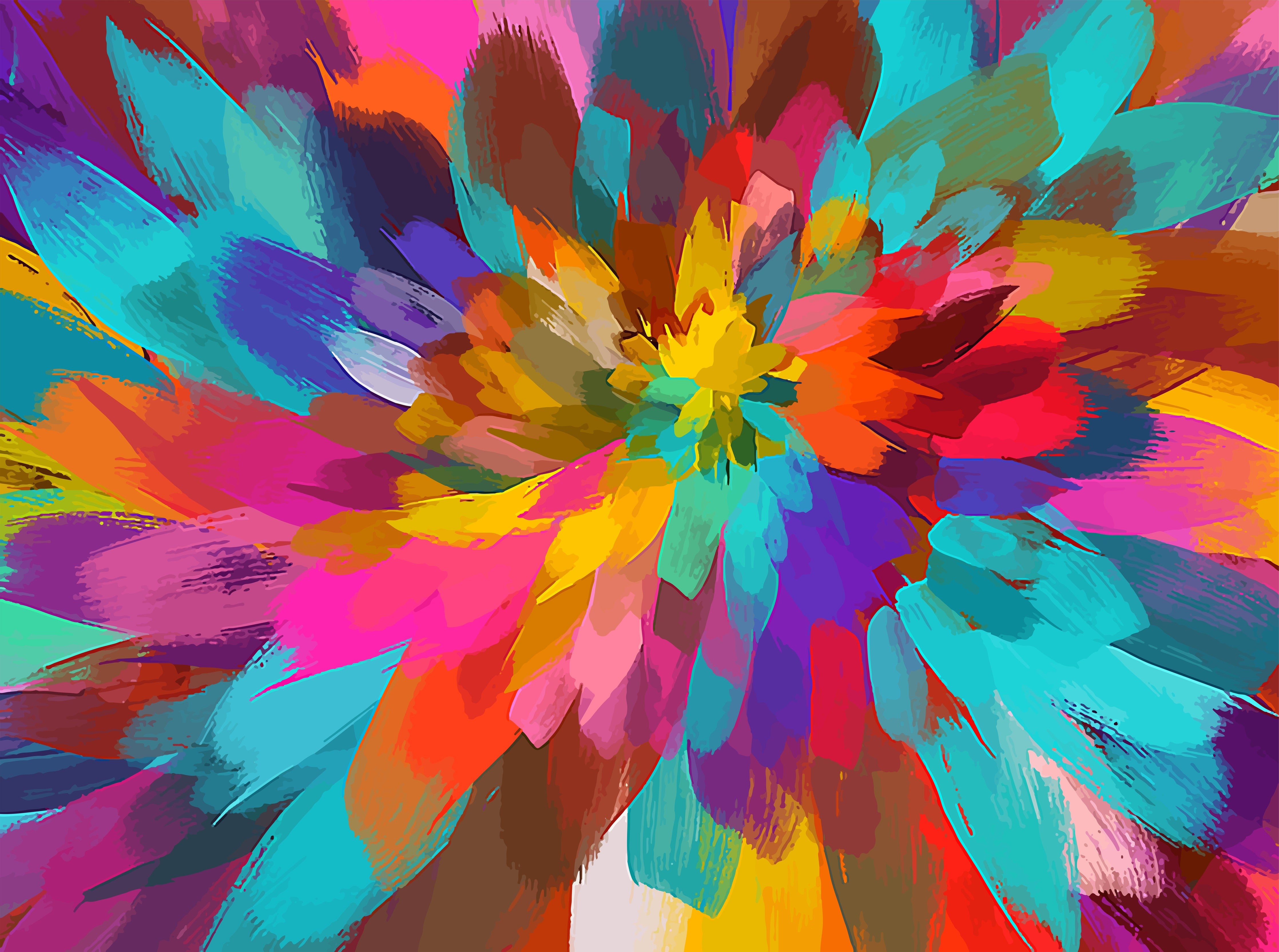 Wandverkleidung Schlafzimmer-Abstrakte bunte Blumenexplosion