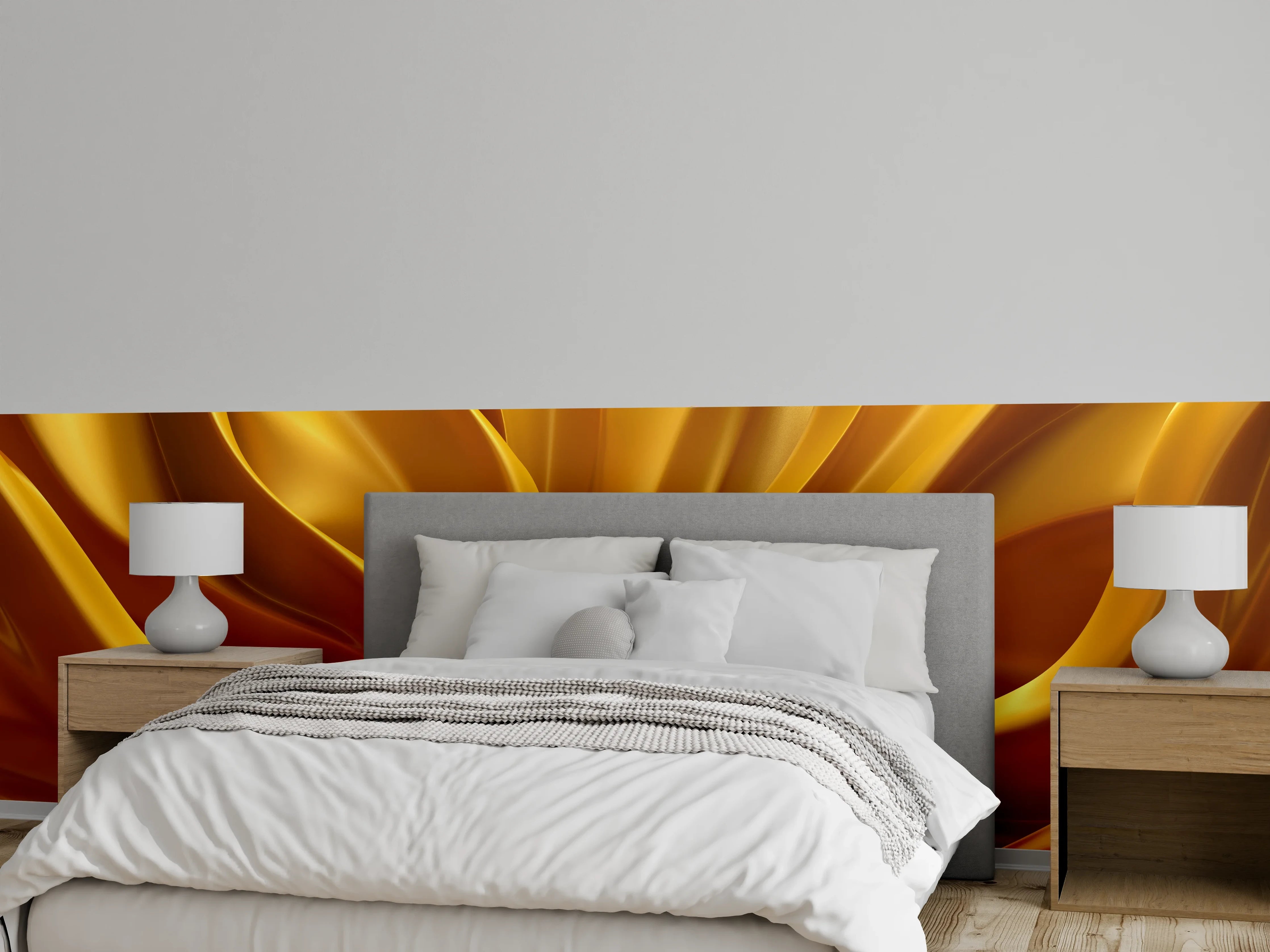 Wandverkleidung Schlafzimmer - Abstrakte goldene Faltenstruktur