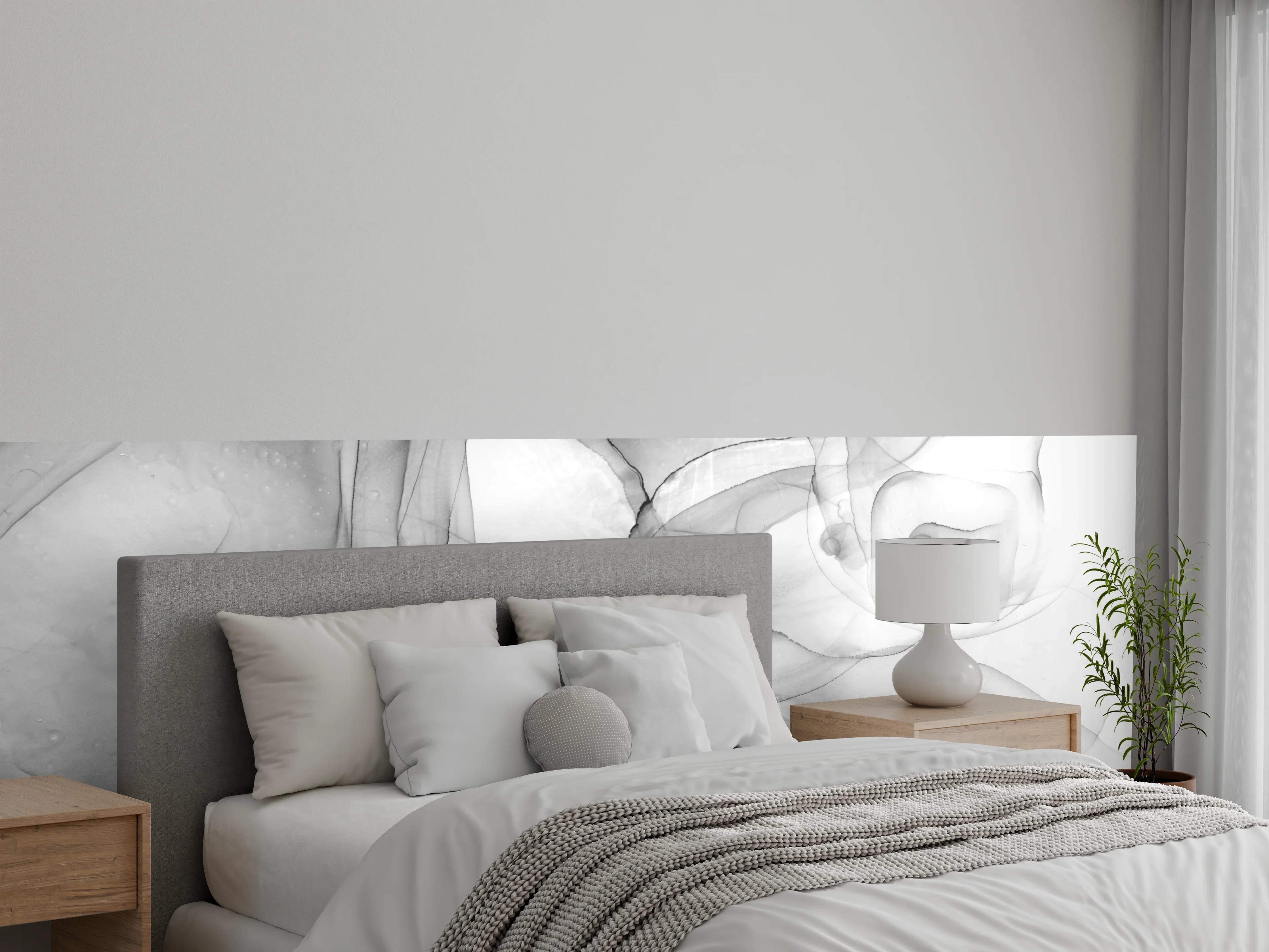 Wandverkleidung Schlafzimmer - Abstrakte graue Kunst auf Leinwand