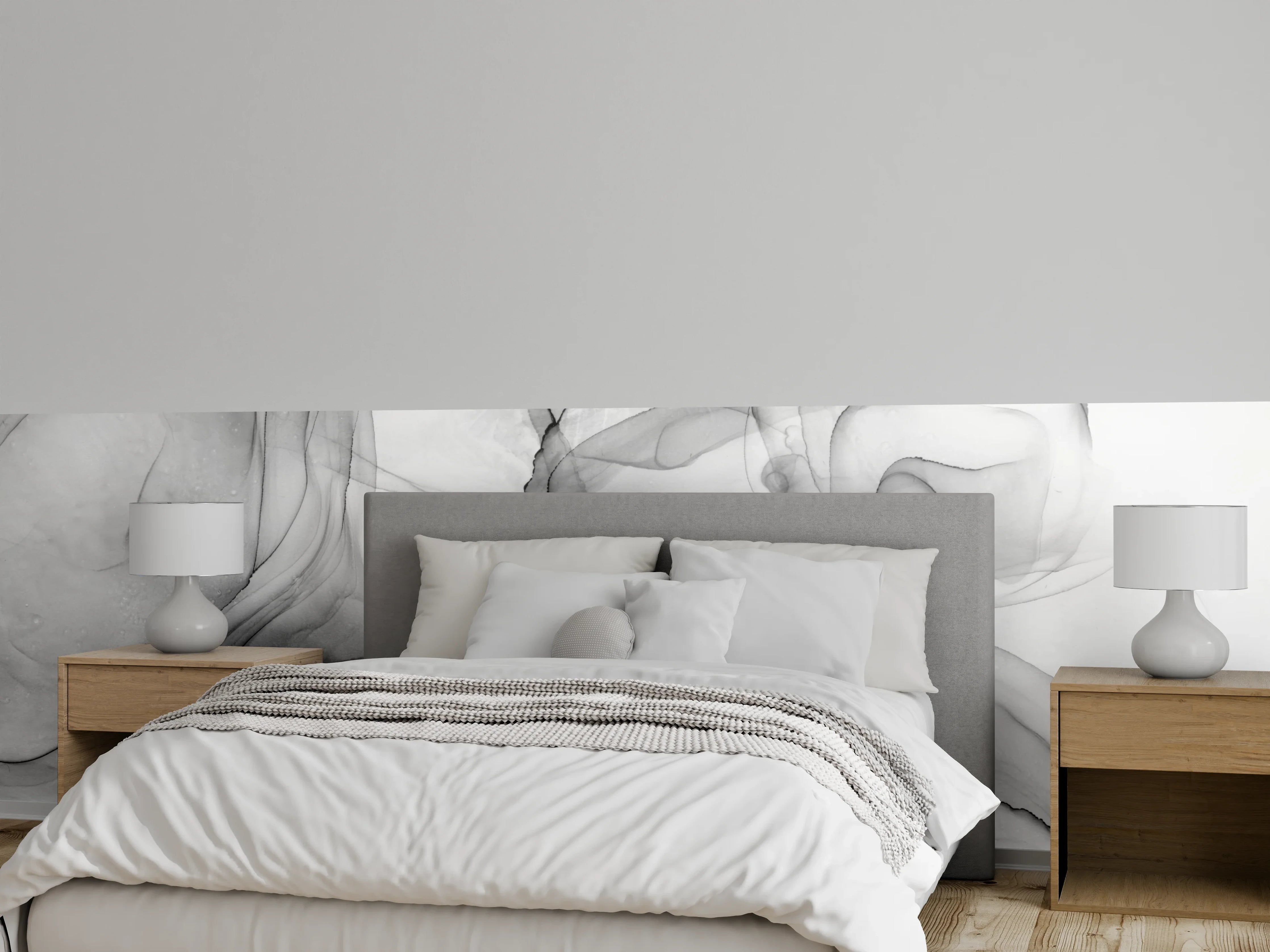 Wandverkleidung Schlafzimmer - Abstrakte graue Kunst auf Leinwand
