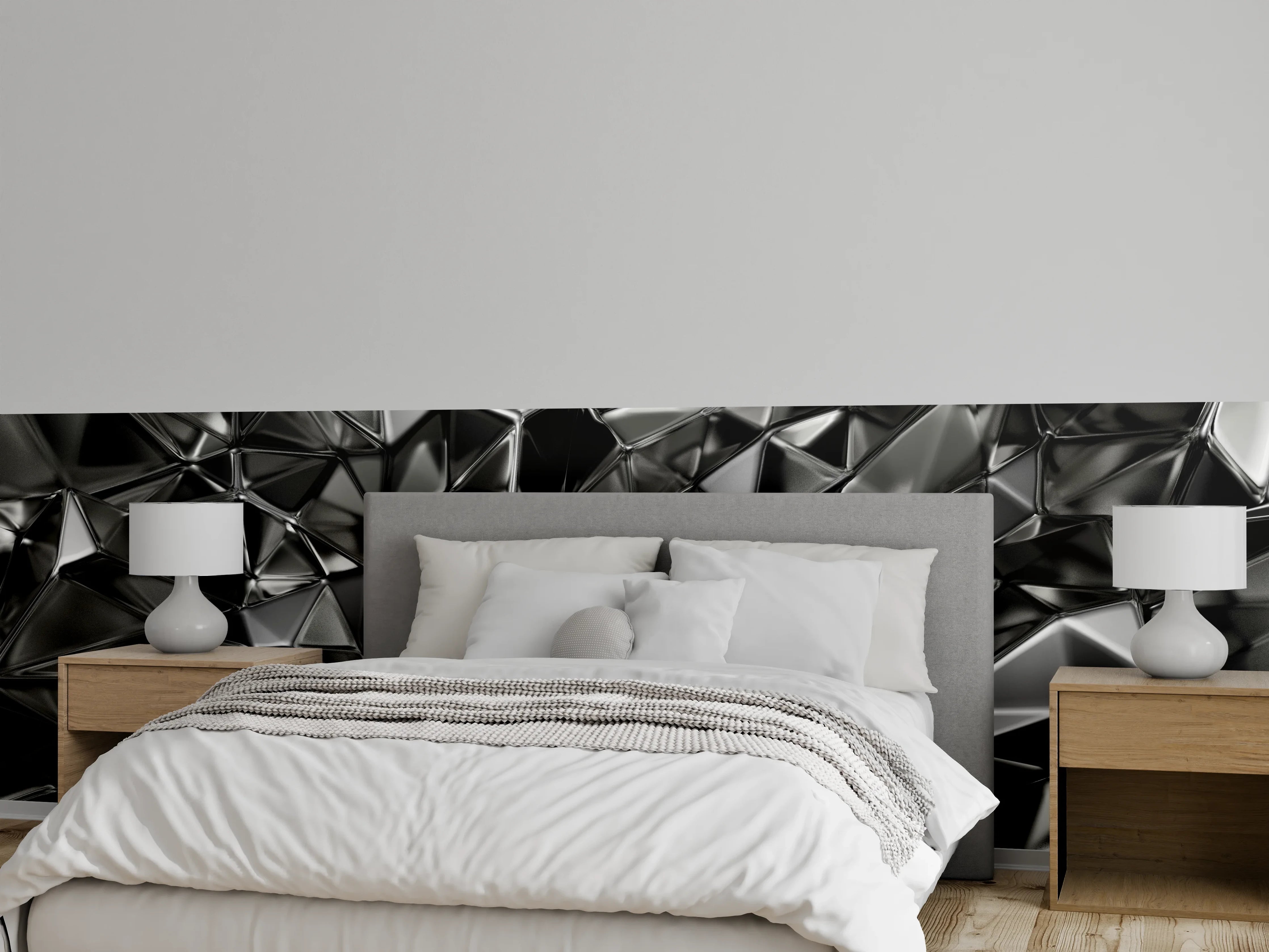 Wandverkleidung Schlafzimmer - Abstrakte metallische Polygon-Struktur
