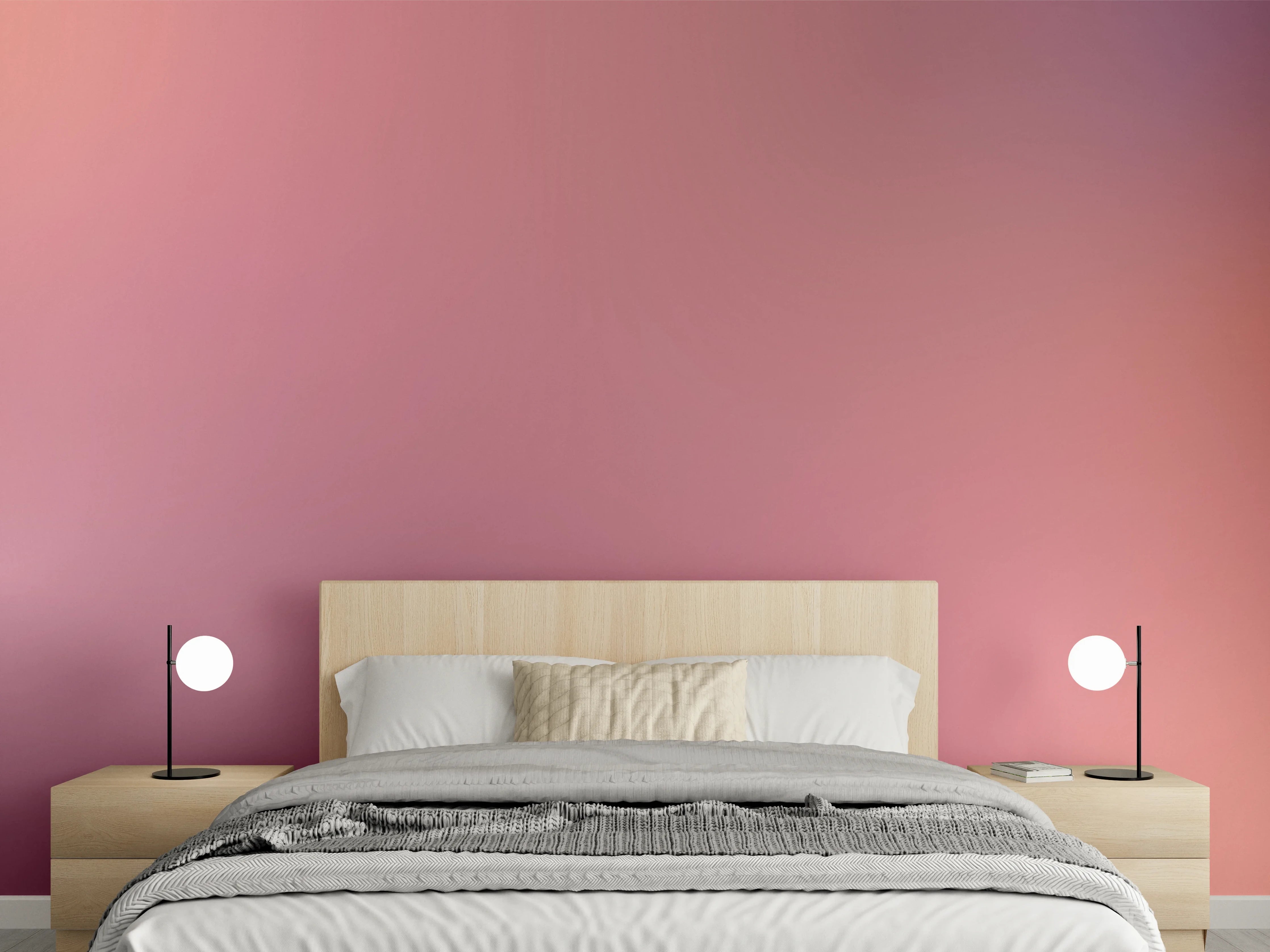 Wandverkleidung Schlafzimmer - Abstrakte rosa Farbverläufe Wanddekor