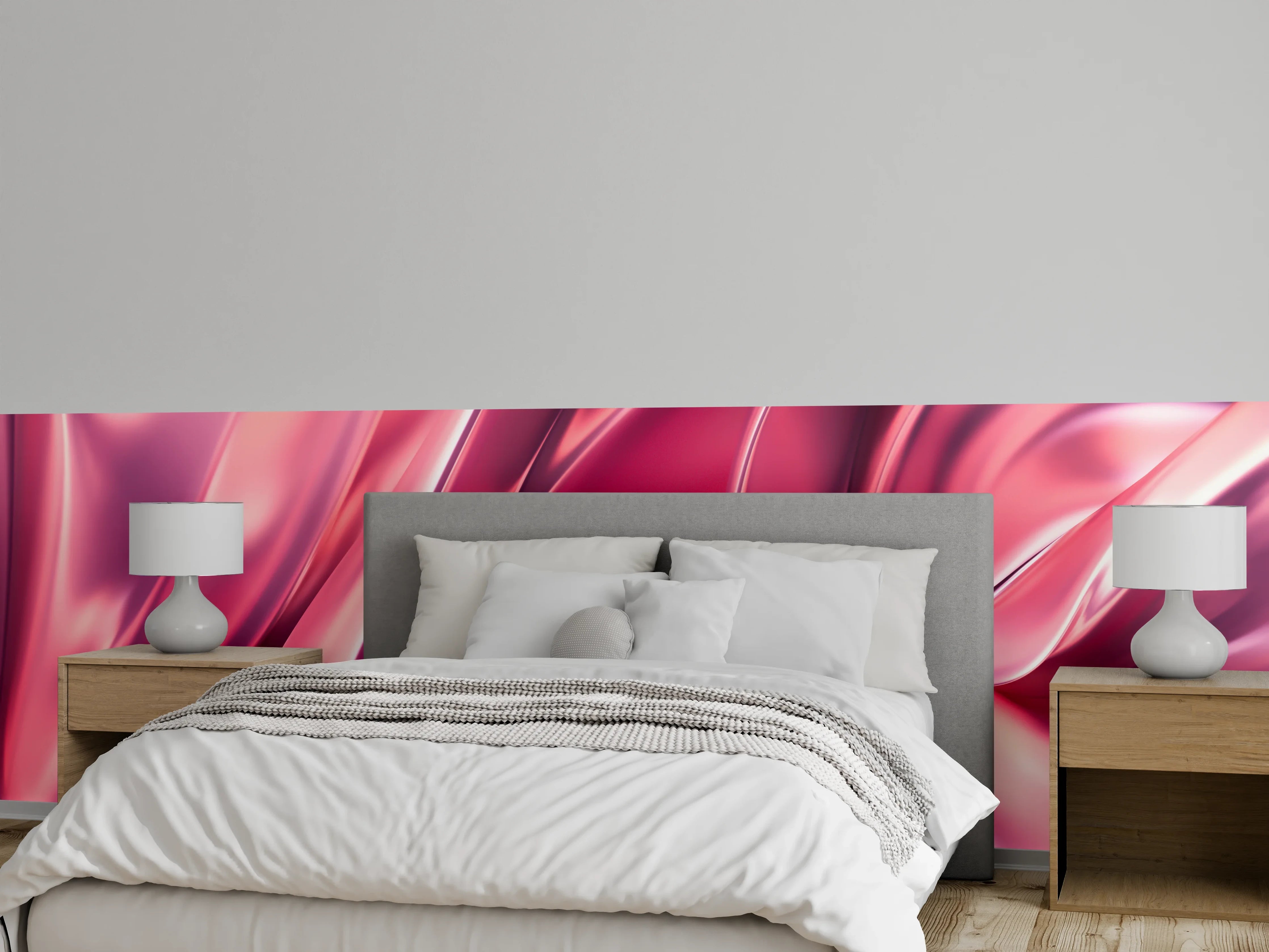Wandverkleidung Schlafzimmer - Abstrakte rosafarbene Glanzoptik Wanddekor