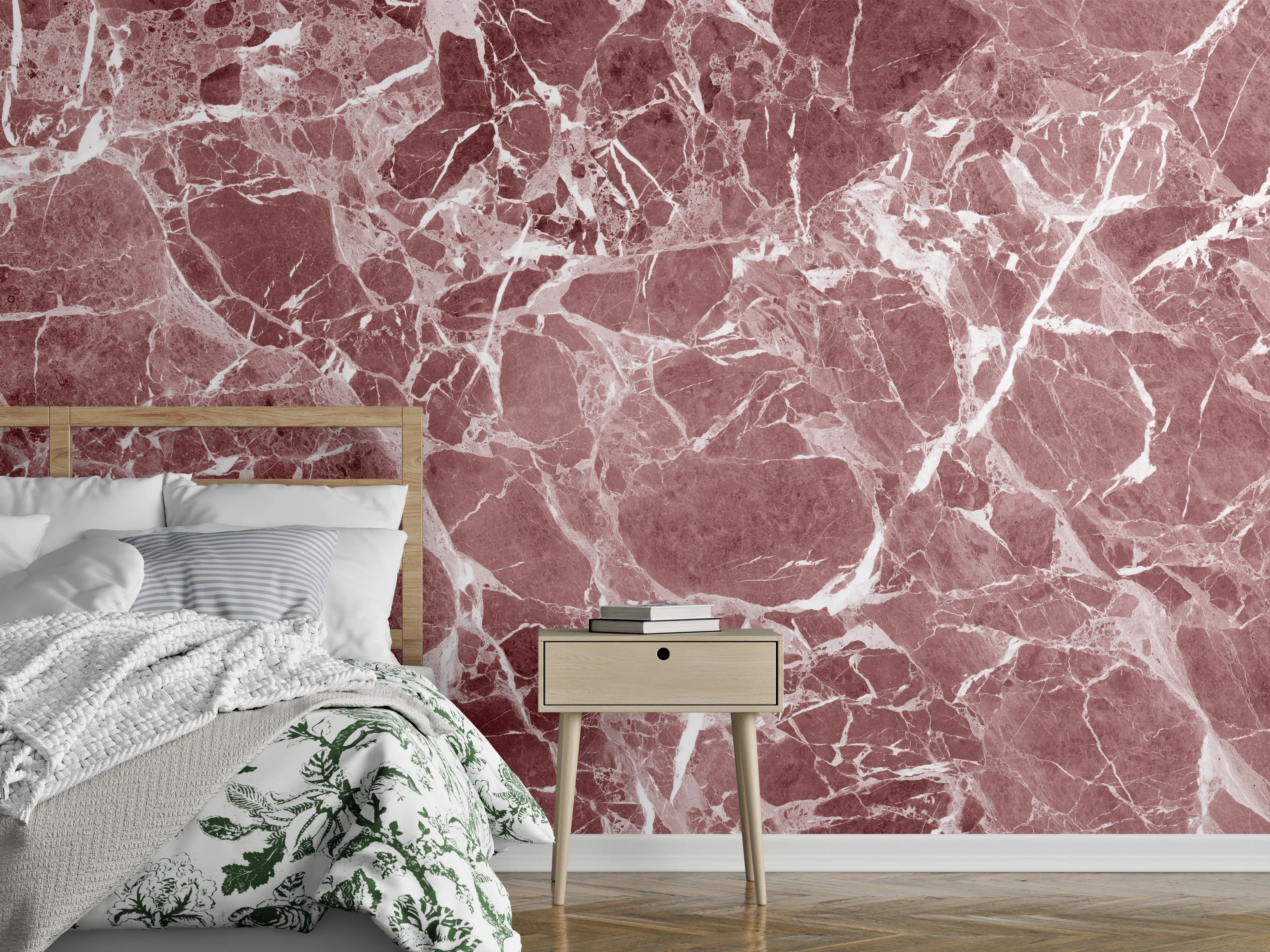 Wandverkleidung Schlafzimmer - Abstrakter roter Marmor Textur