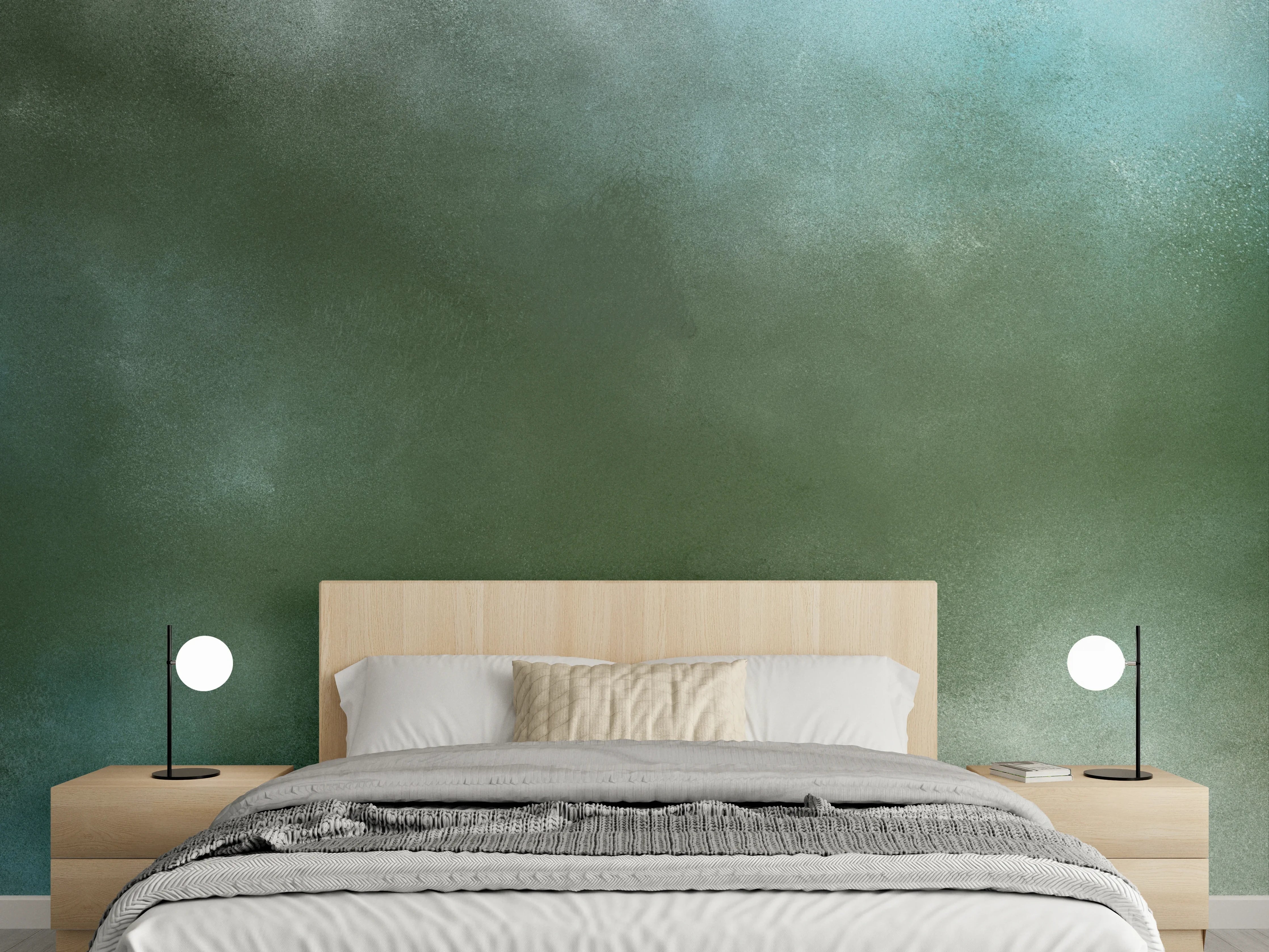 Wandverkleidung Schlafzimmer - Abstraktes Aquarell in Naturfarben