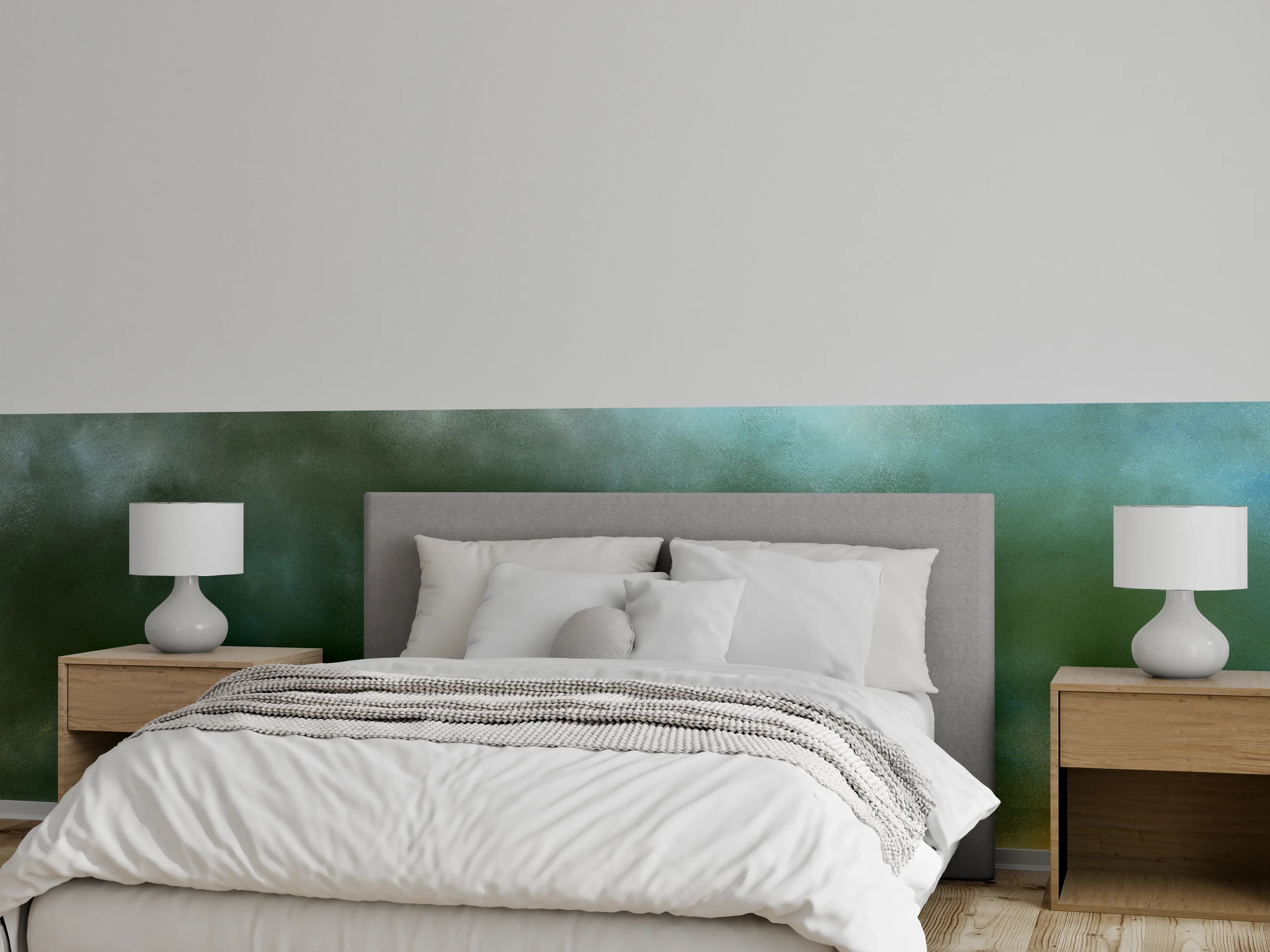 Wandverkleidung Schlafzimmer - Abstraktes Aquarell in Naturfarben
