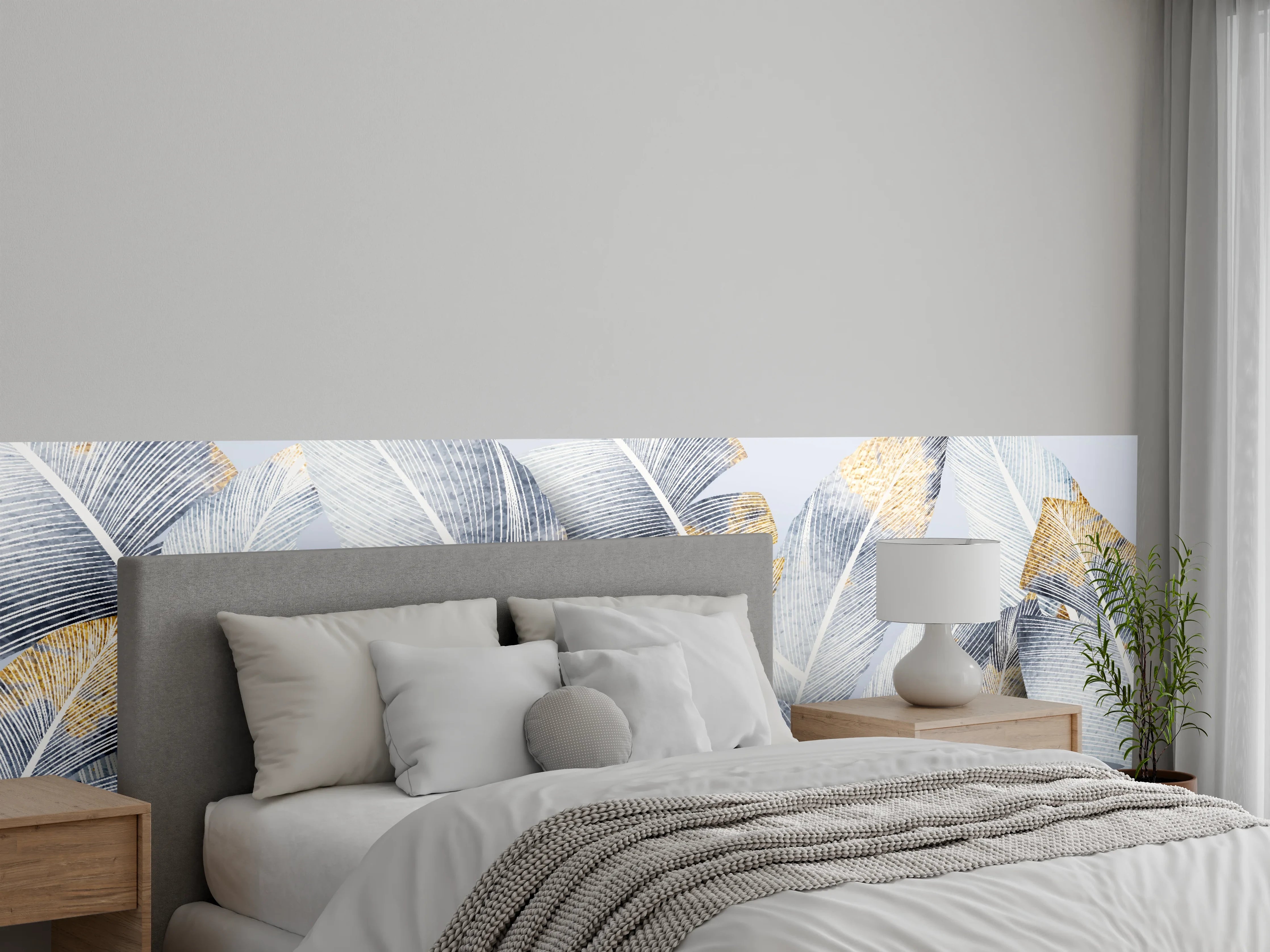 Wandverkleidung Schlafzimmer - Abstraktes Blattgold-Design