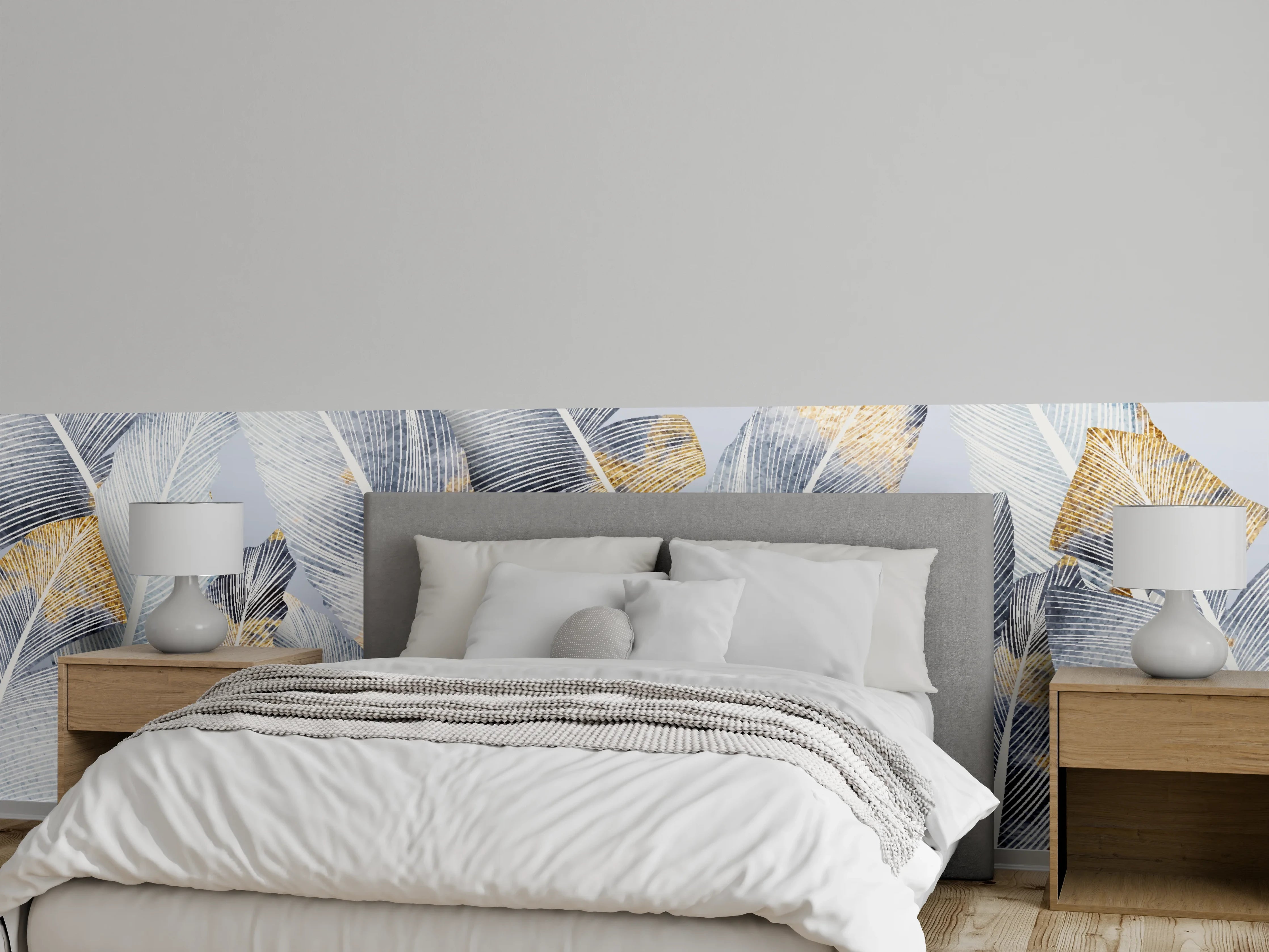 Wandverkleidung Schlafzimmer - Abstraktes Blattgold-Design