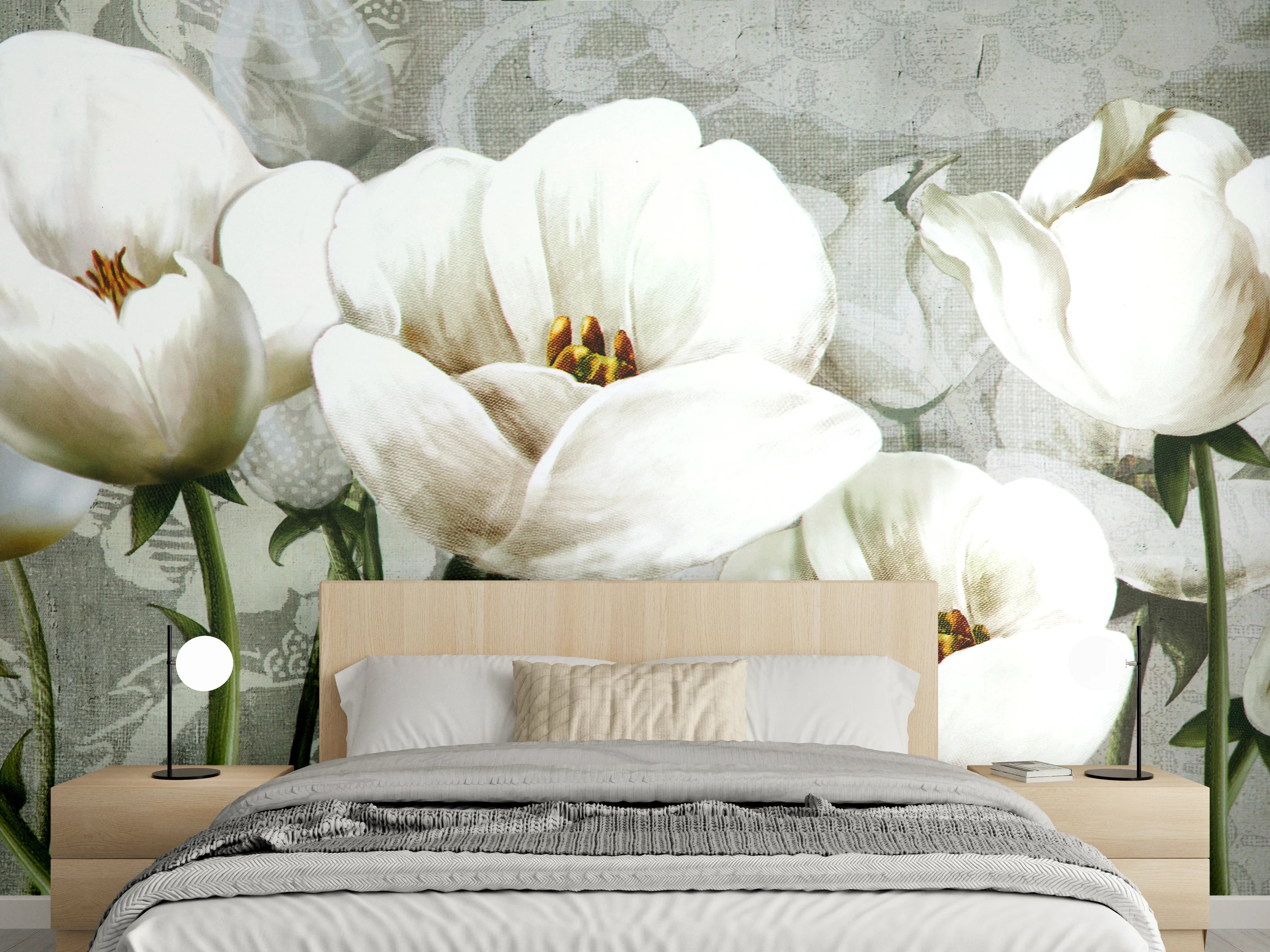 Wandverkleidung Schlafzimmer - Abstraktes Blumen Tapetendesign