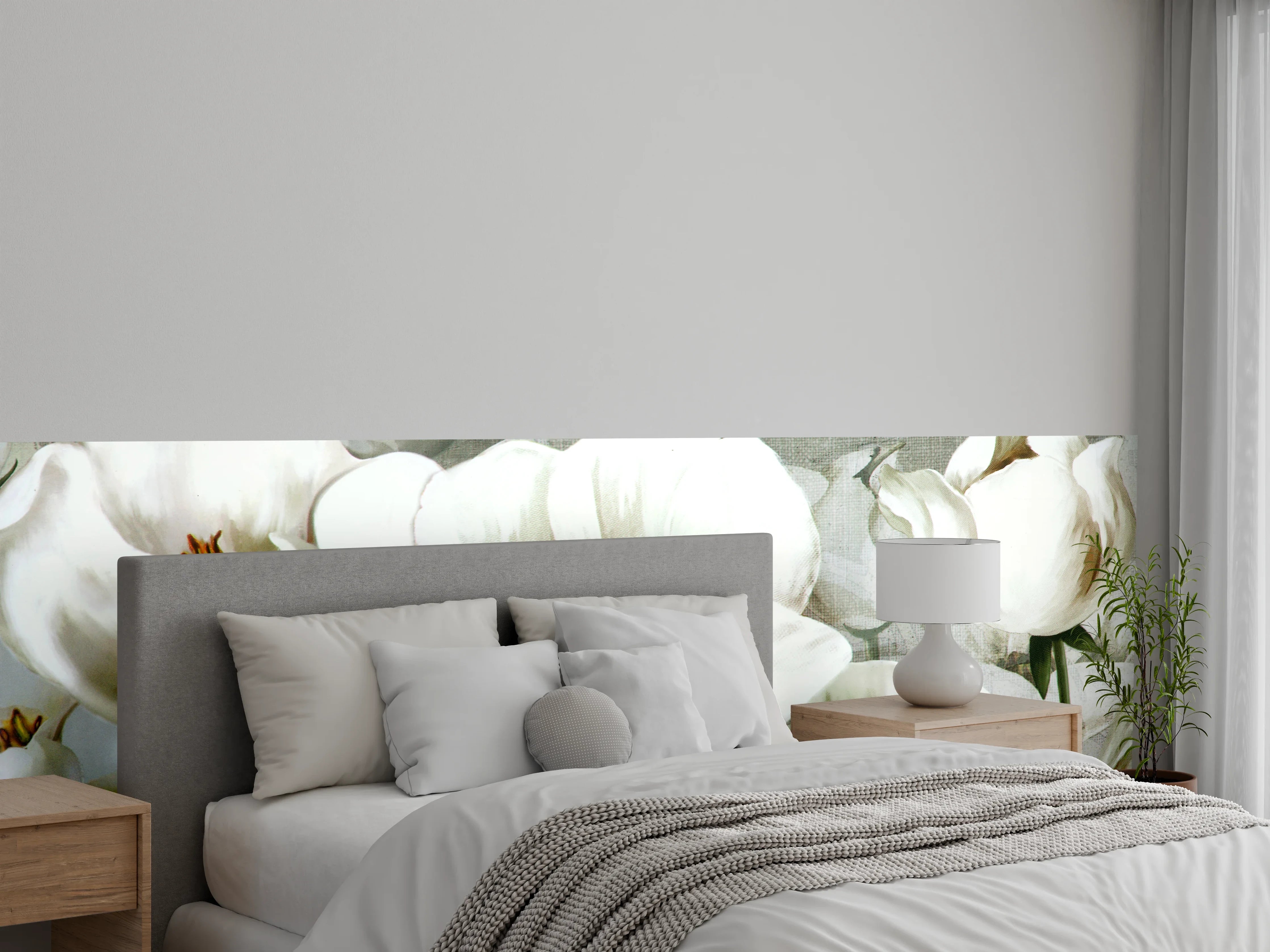 Wandverkleidung Schlafzimmer - Abstraktes Blumen Tapetendesign
