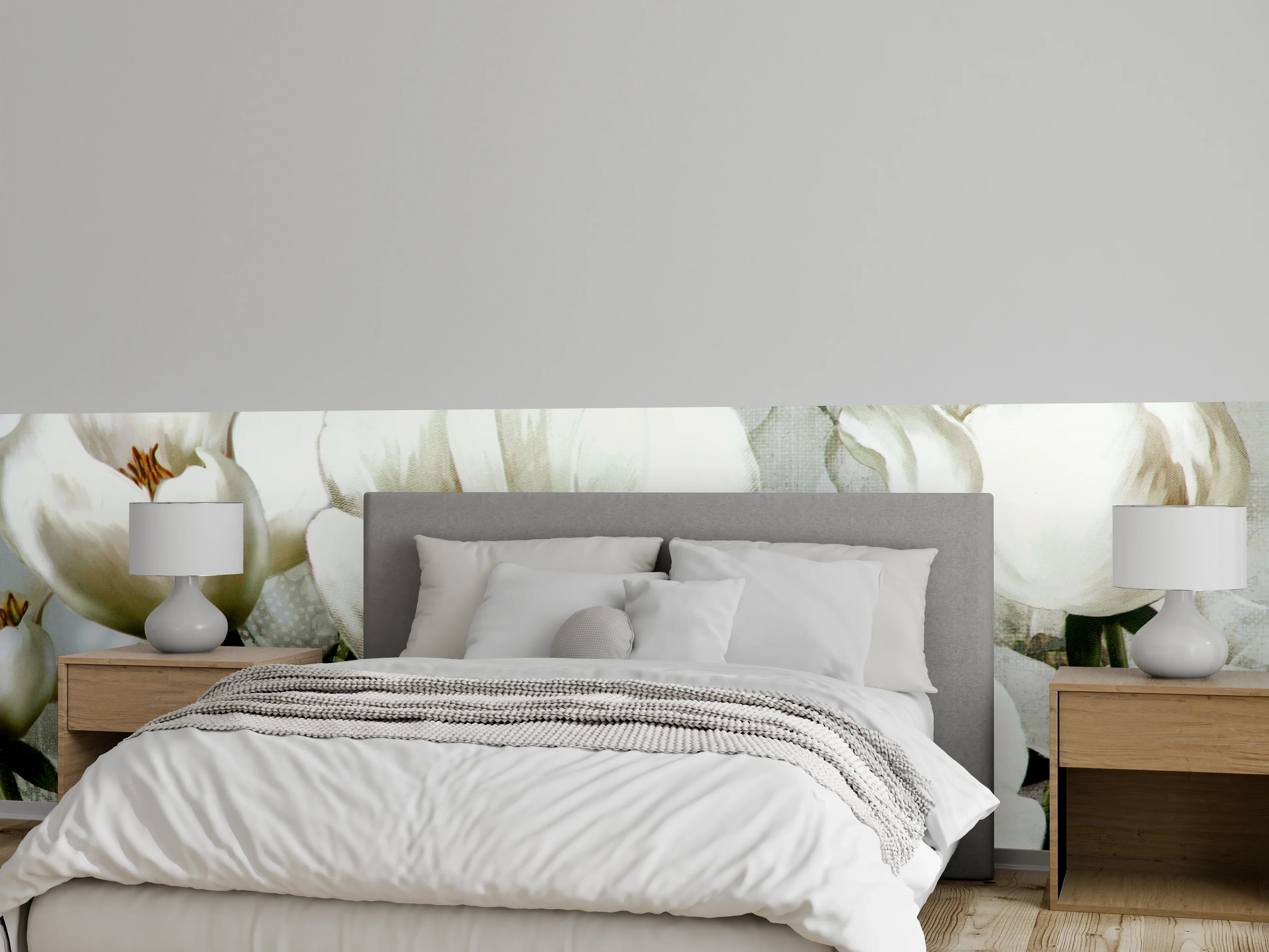 Wandverkleidung Schlafzimmer - Abstraktes Blumen Tapetendesign