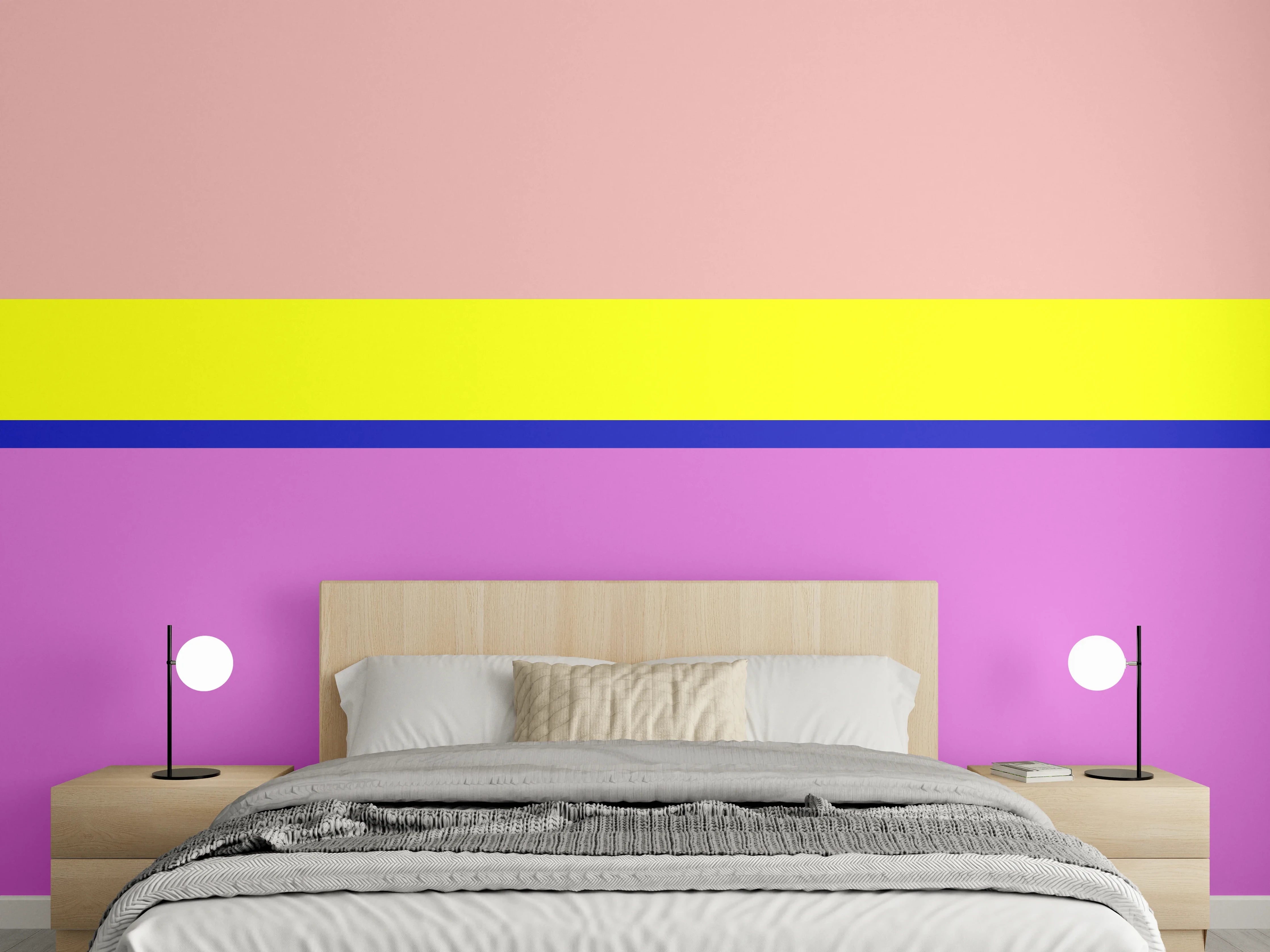 Wandverkleidung Schlafzimmer - Abstraktes Farbband Pastell Design