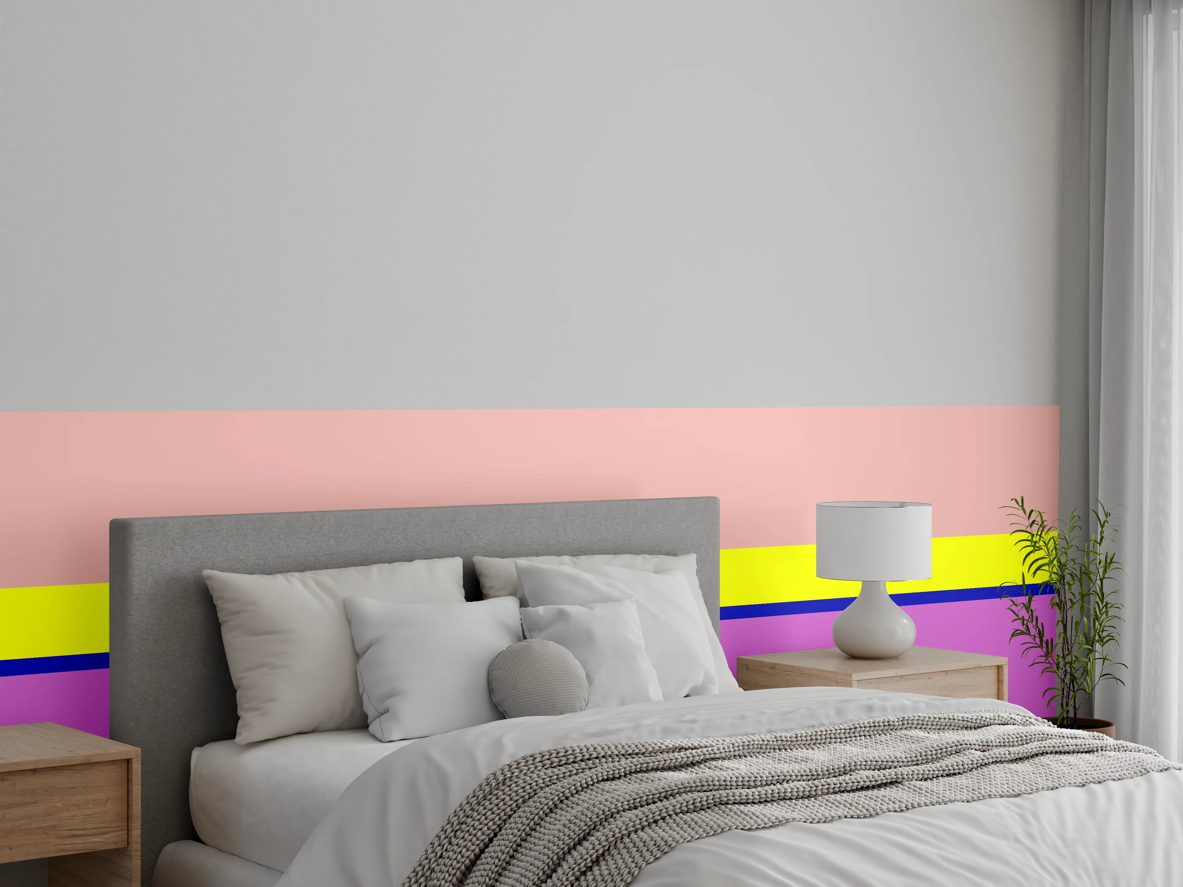 Wandverkleidung Schlafzimmer - Abstraktes Farbband Pastell Design