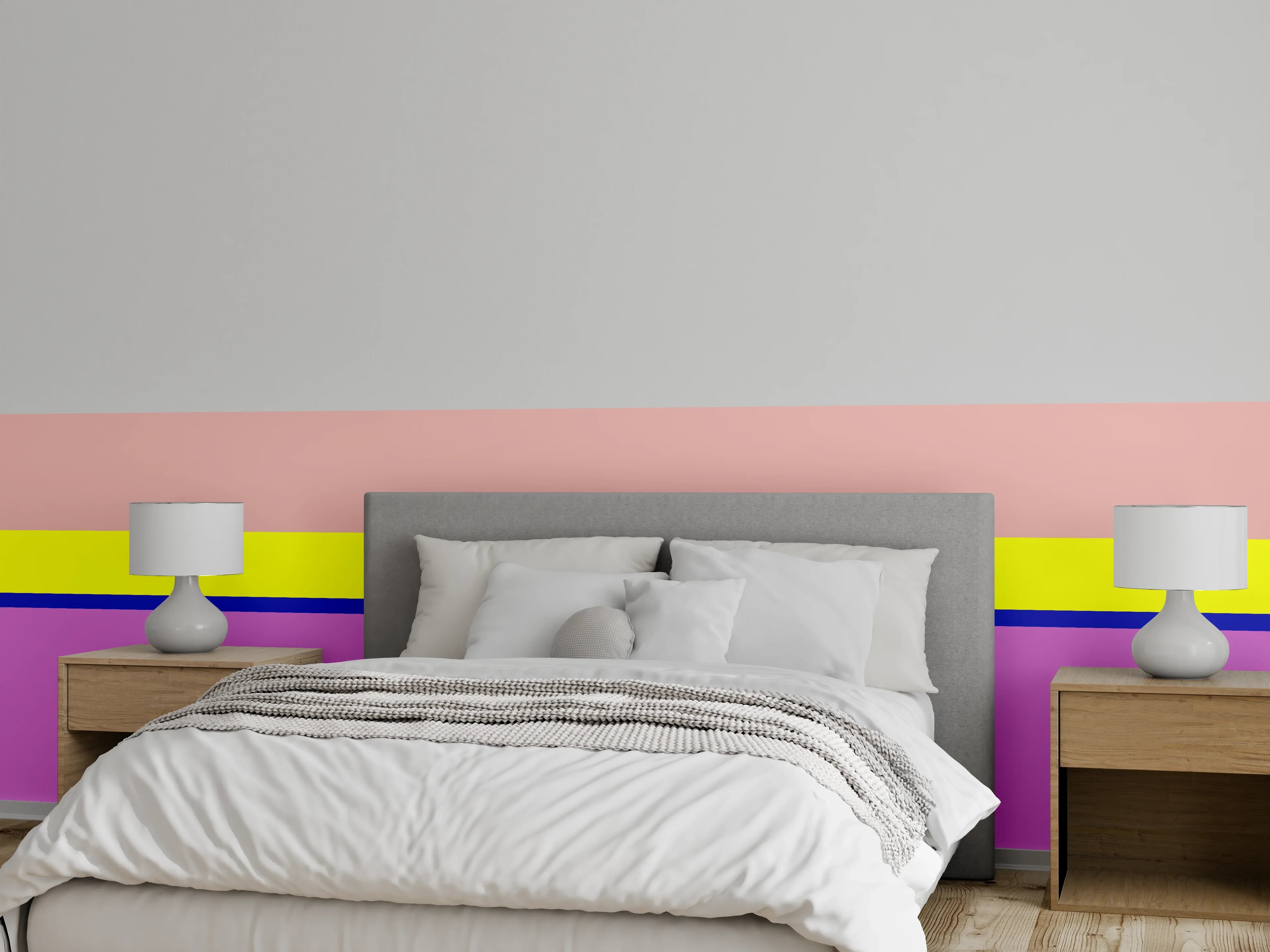 Wandverkleidung Schlafzimmer - Abstraktes Farbband Pastell Design