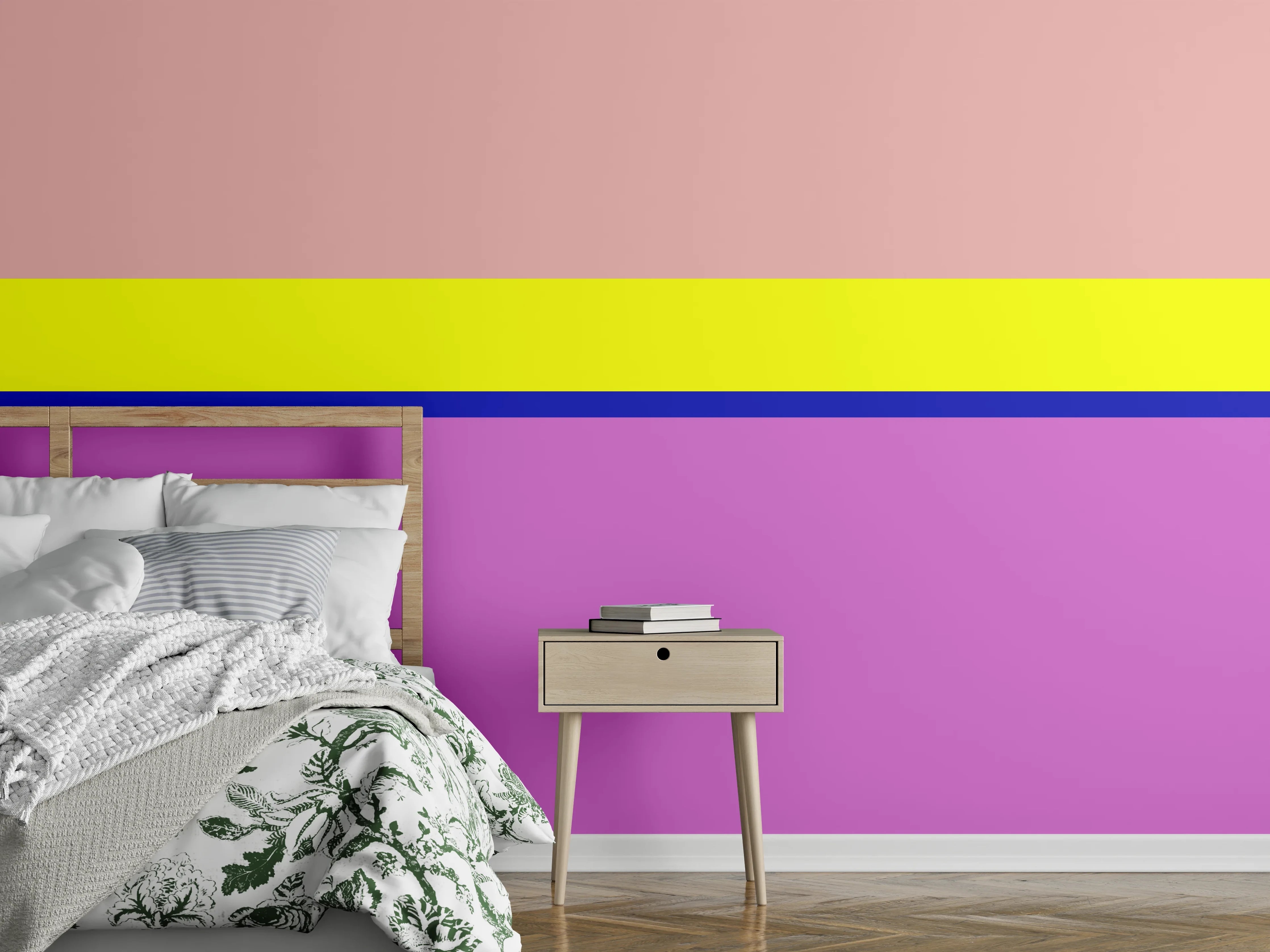 Wandverkleidung Schlafzimmer - Abstraktes Farbband Pastell Design