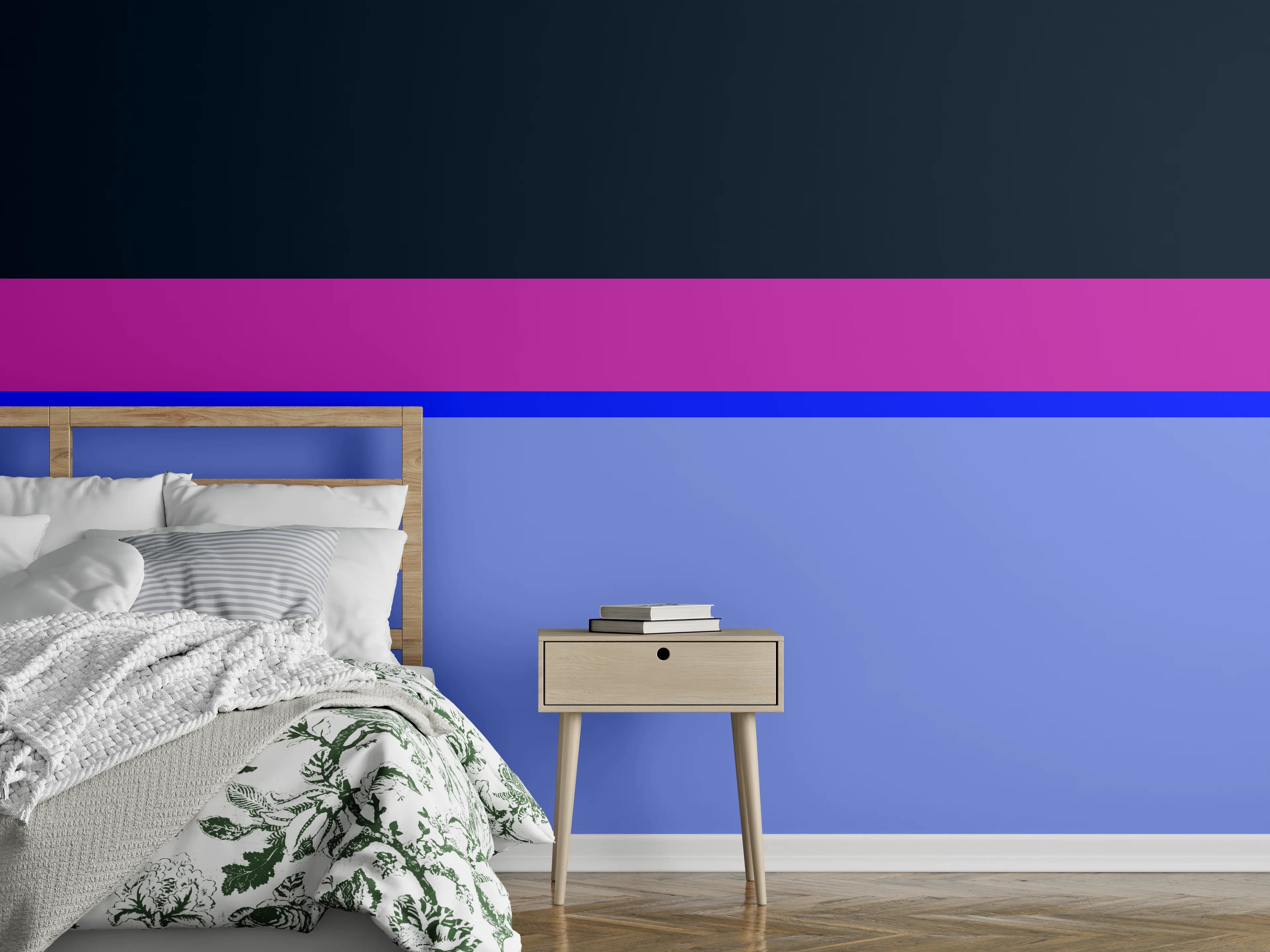 Wandverkleidung Schlafzimmer - Abstraktes Farbflächen-Motiv modern