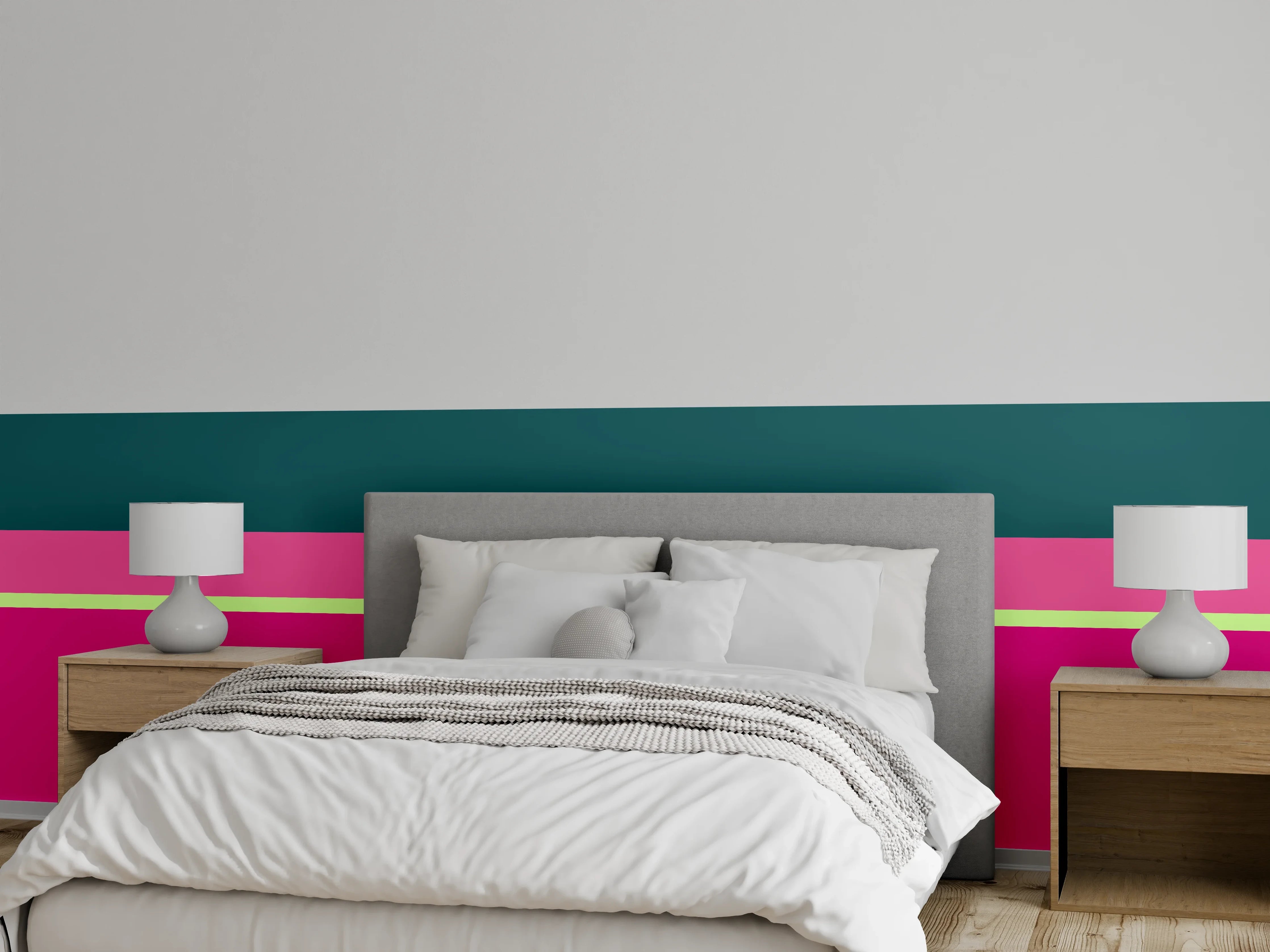 Wandverkleidung Schlafzimmer - Abstraktes Farbspiel als Wandakzent