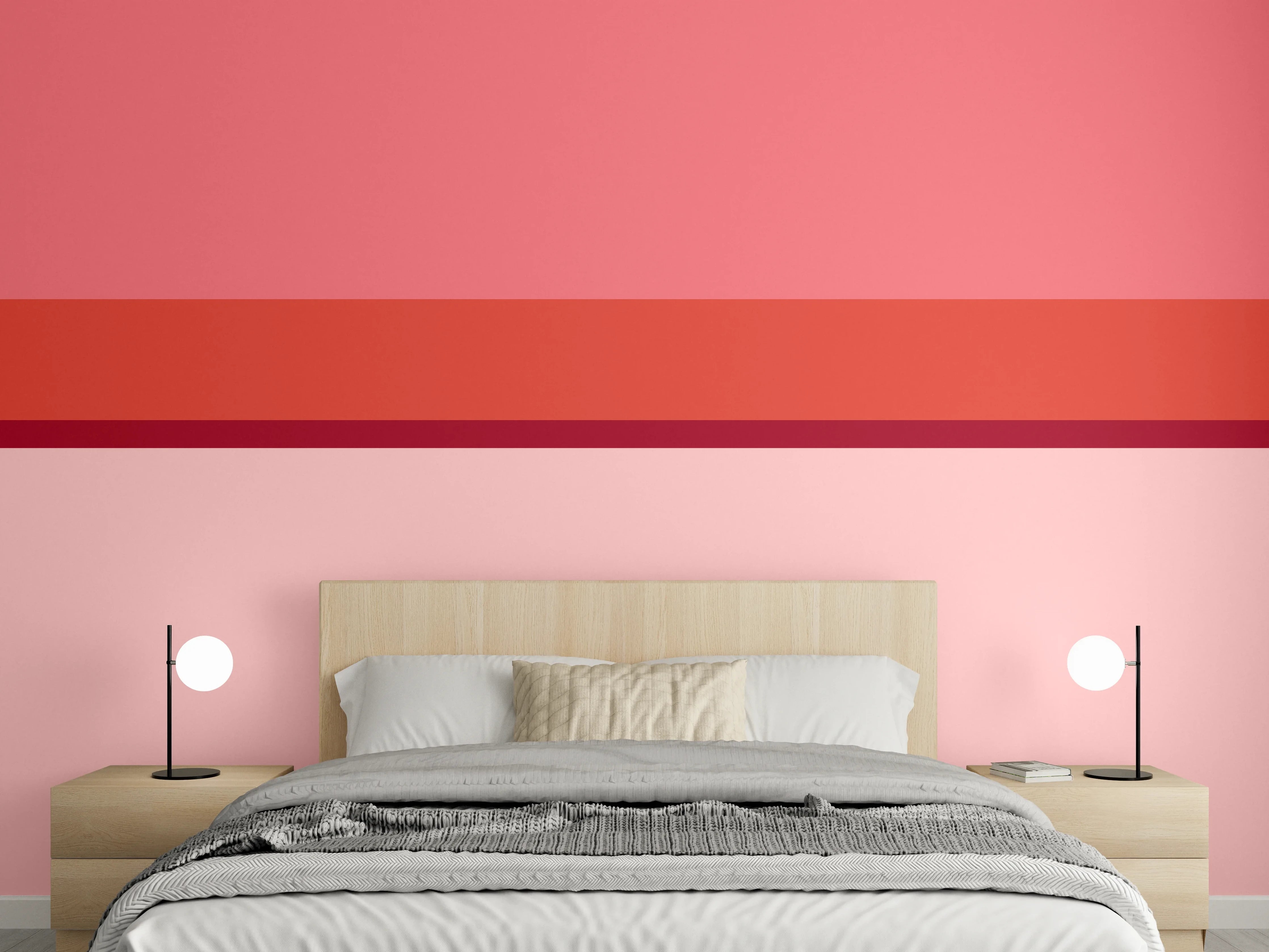 Wandverkleidung Schlafzimmer - Abstraktes Farbspiel in Rosa und Rot