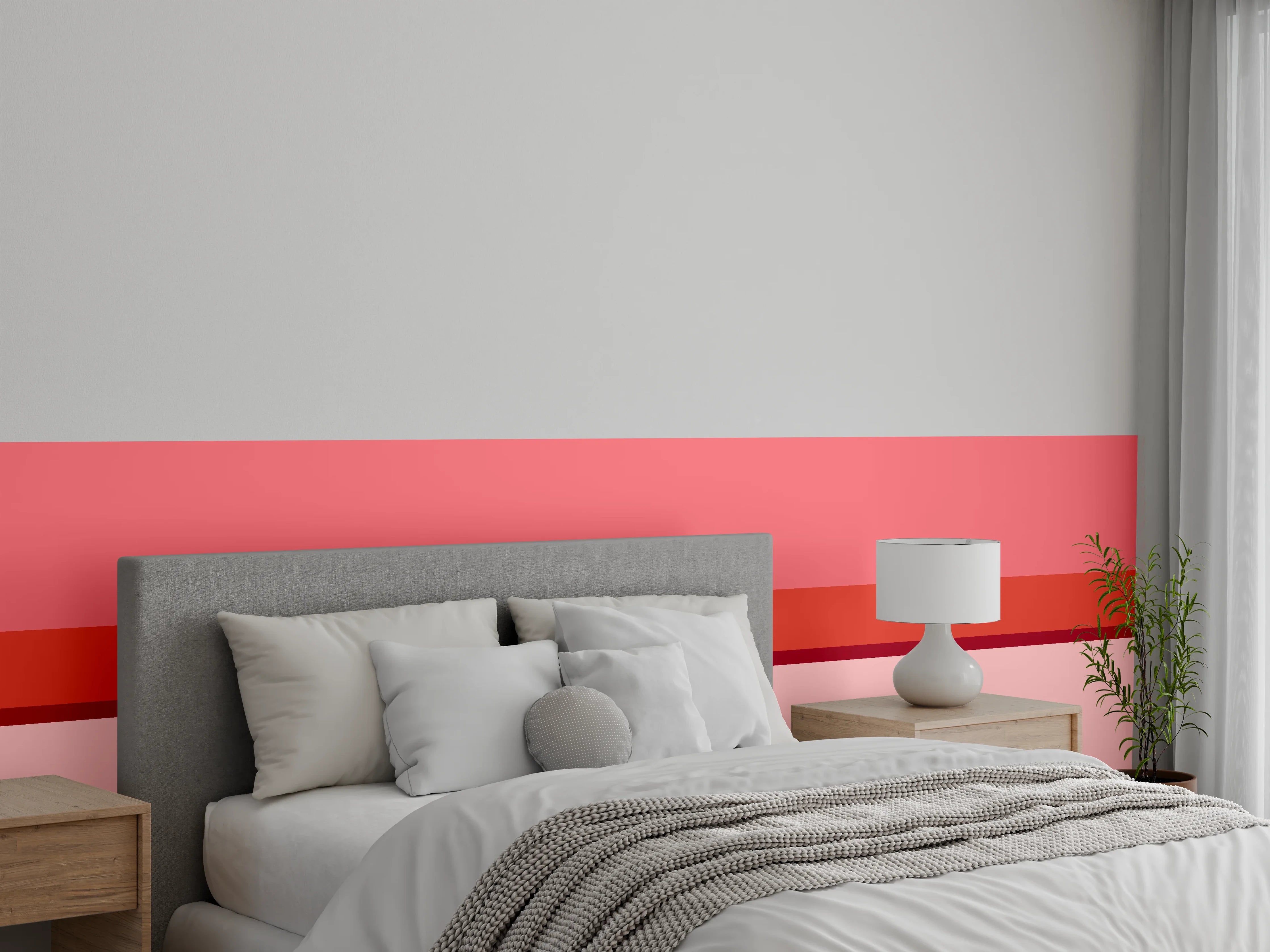 Wandverkleidung Schlafzimmer - Abstraktes Farbspiel in Rosa und Rot