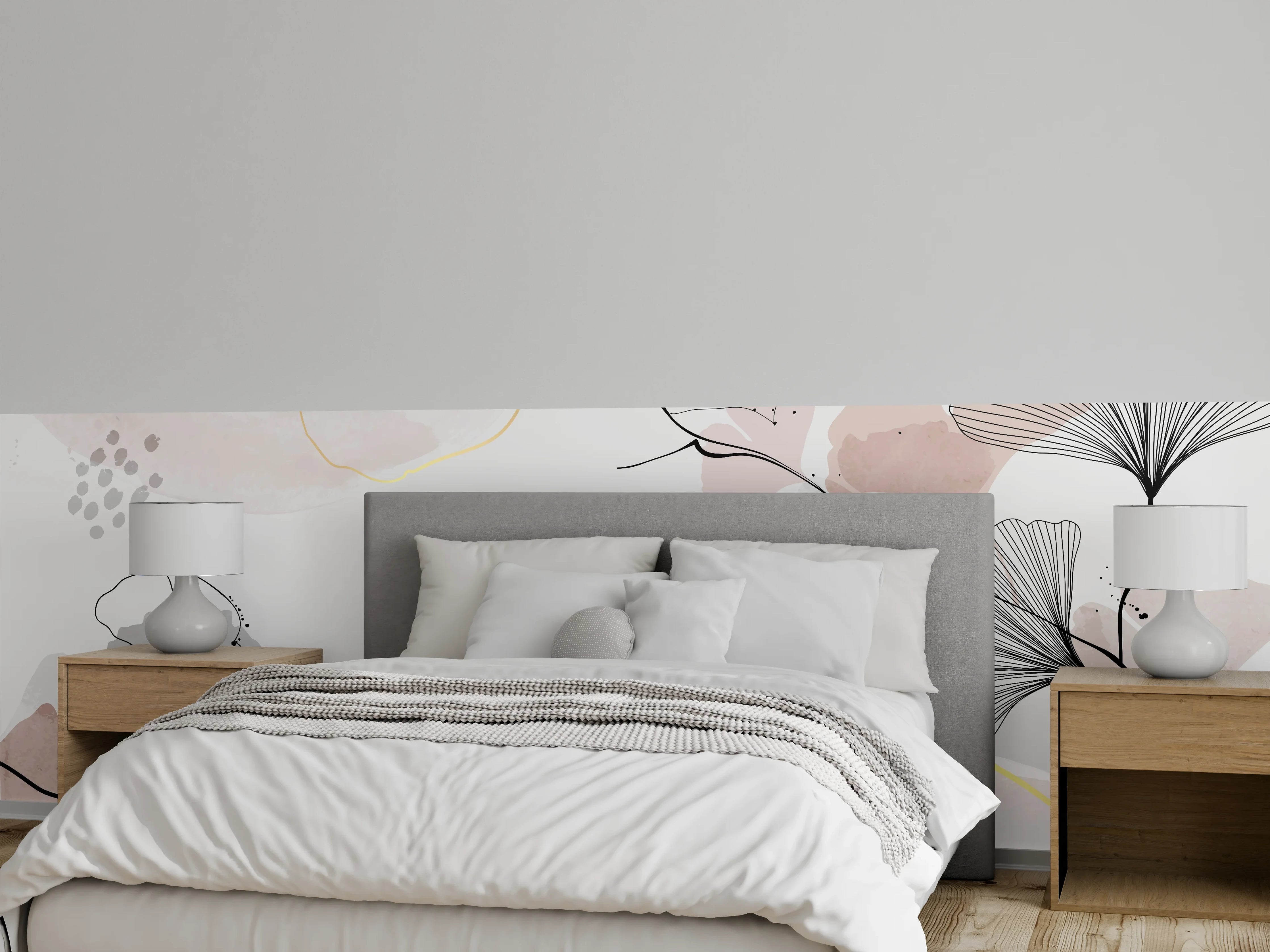 Wandverkleidung Schlafzimmer - Abstraktes Ginkgo-Blatt Design