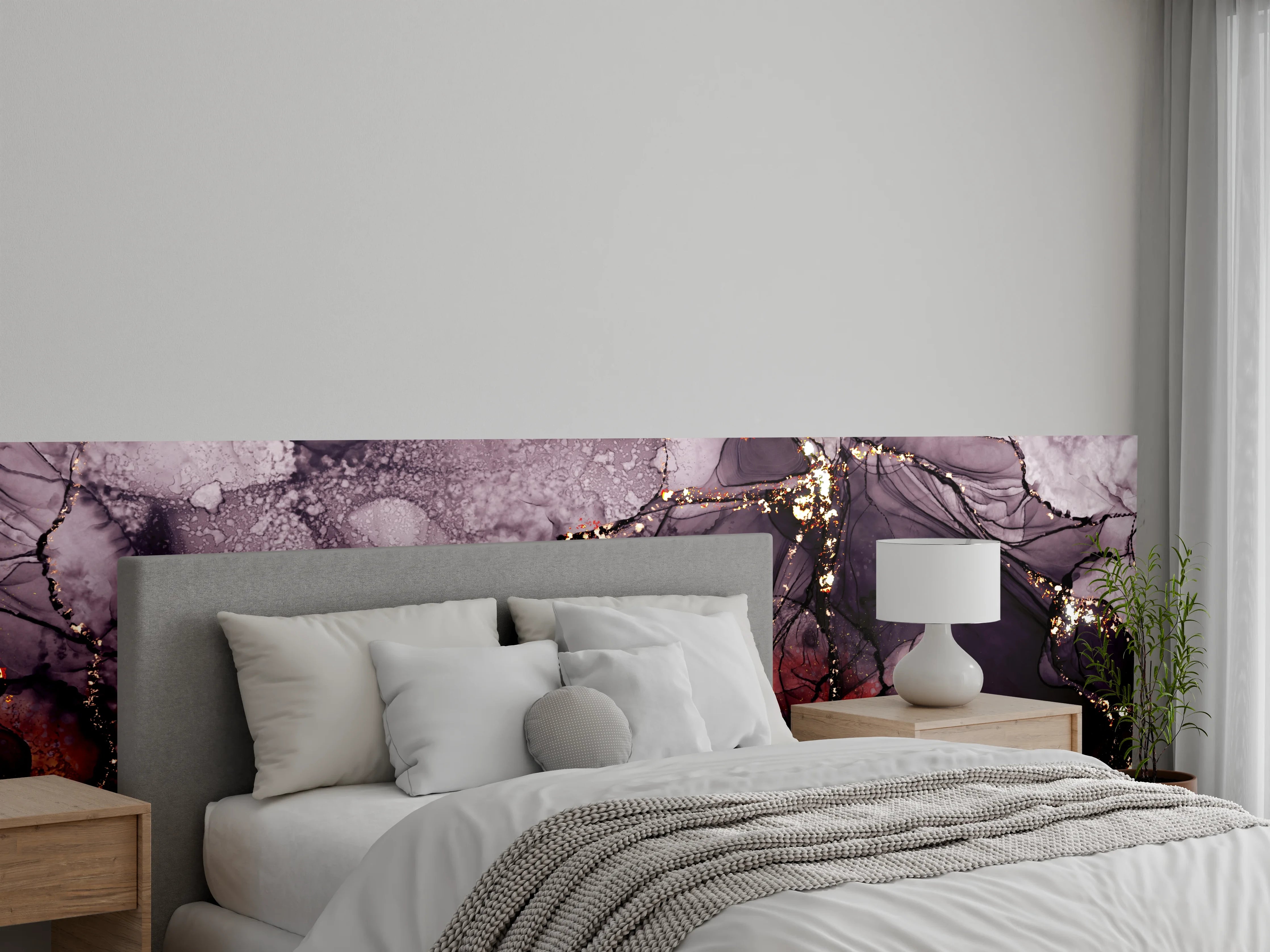 Wandverkleidung Schlafzimmer - Abstraktes Kunstwerk in Schwarz-Gold