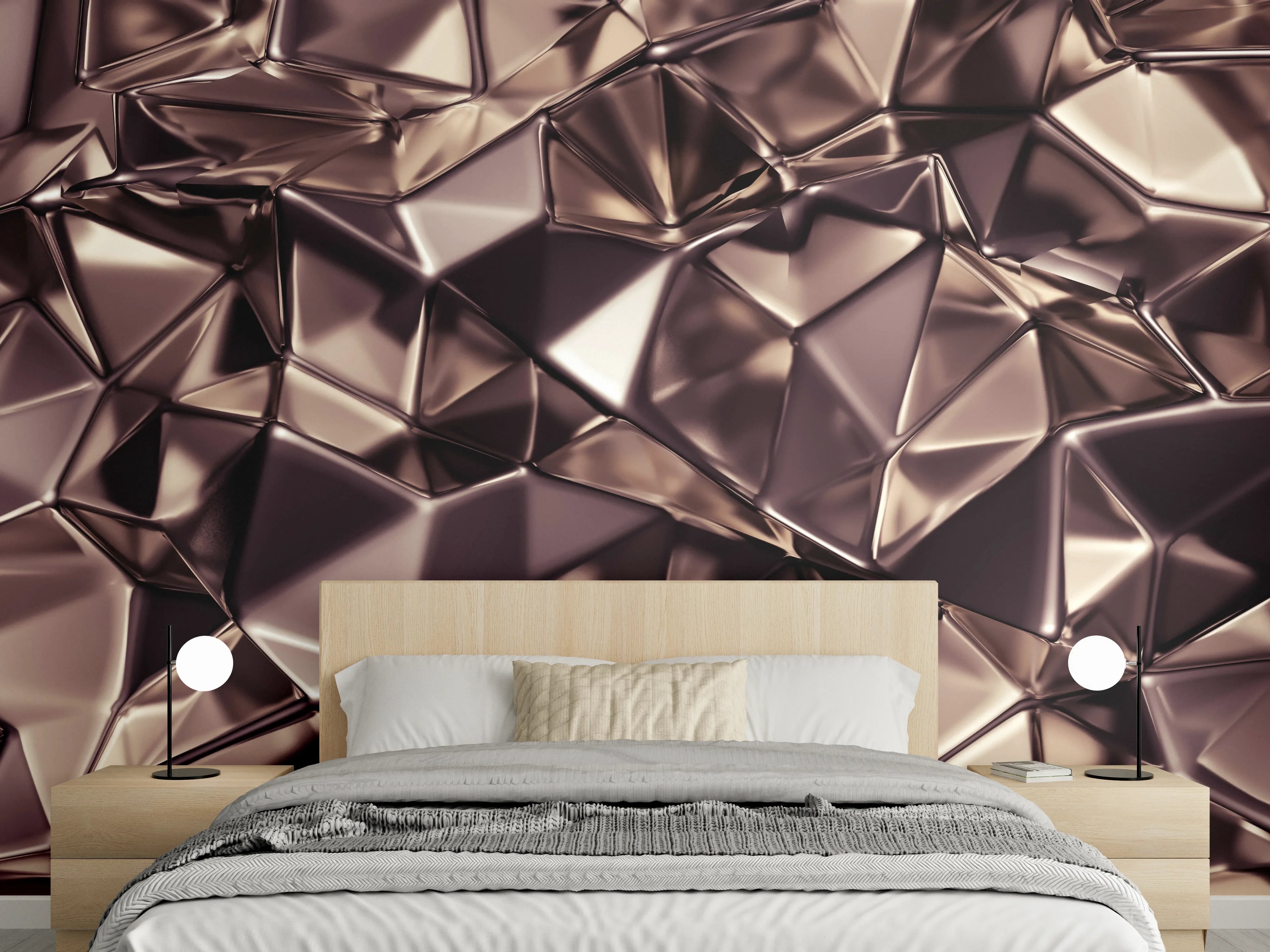Wandverkleidung Schlafzimmer - Abstraktes Metallic-Muster Modern Chic