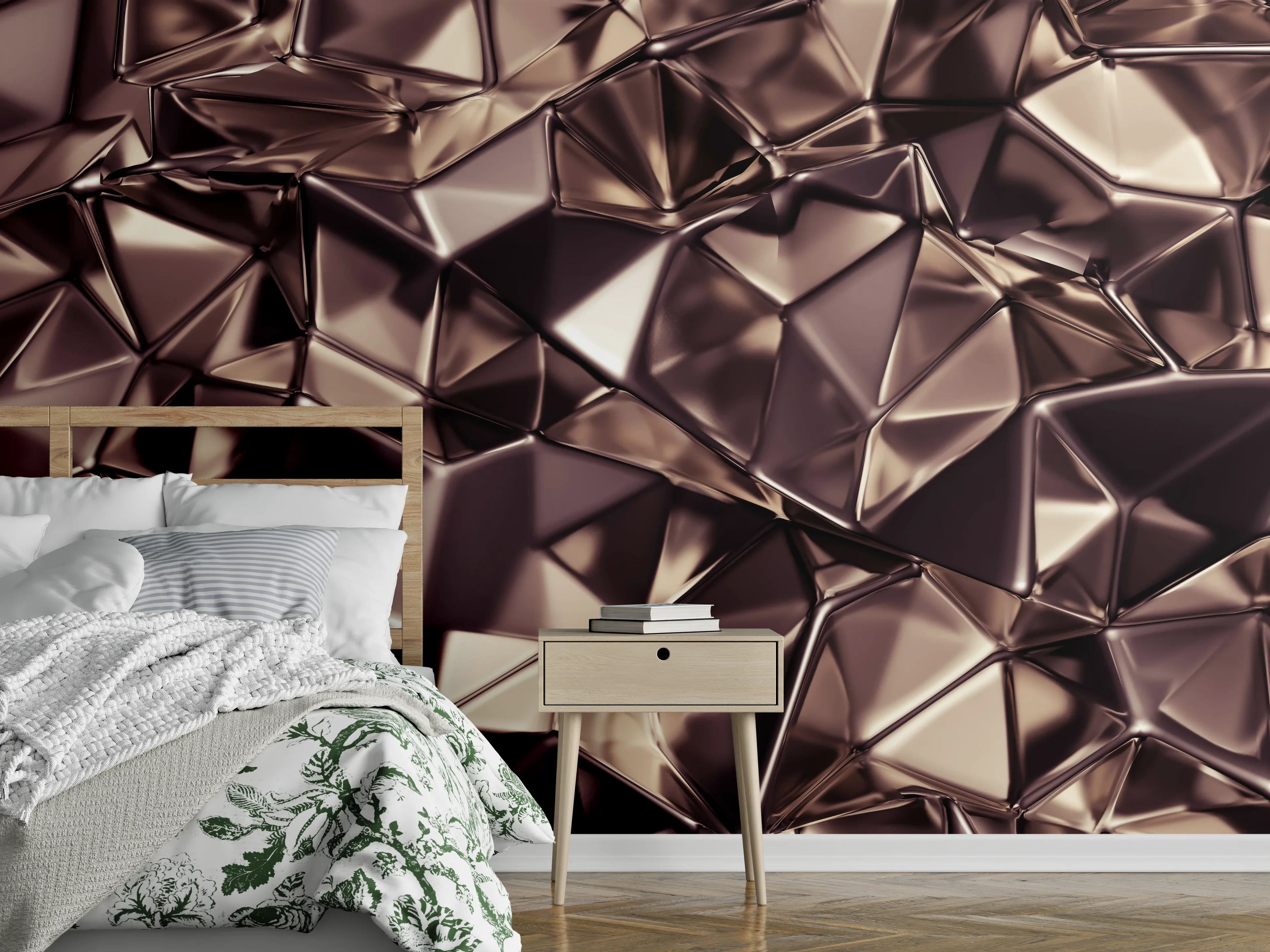 Wandverkleidung Schlafzimmer - Abstraktes Metallic-Muster Modern Chic