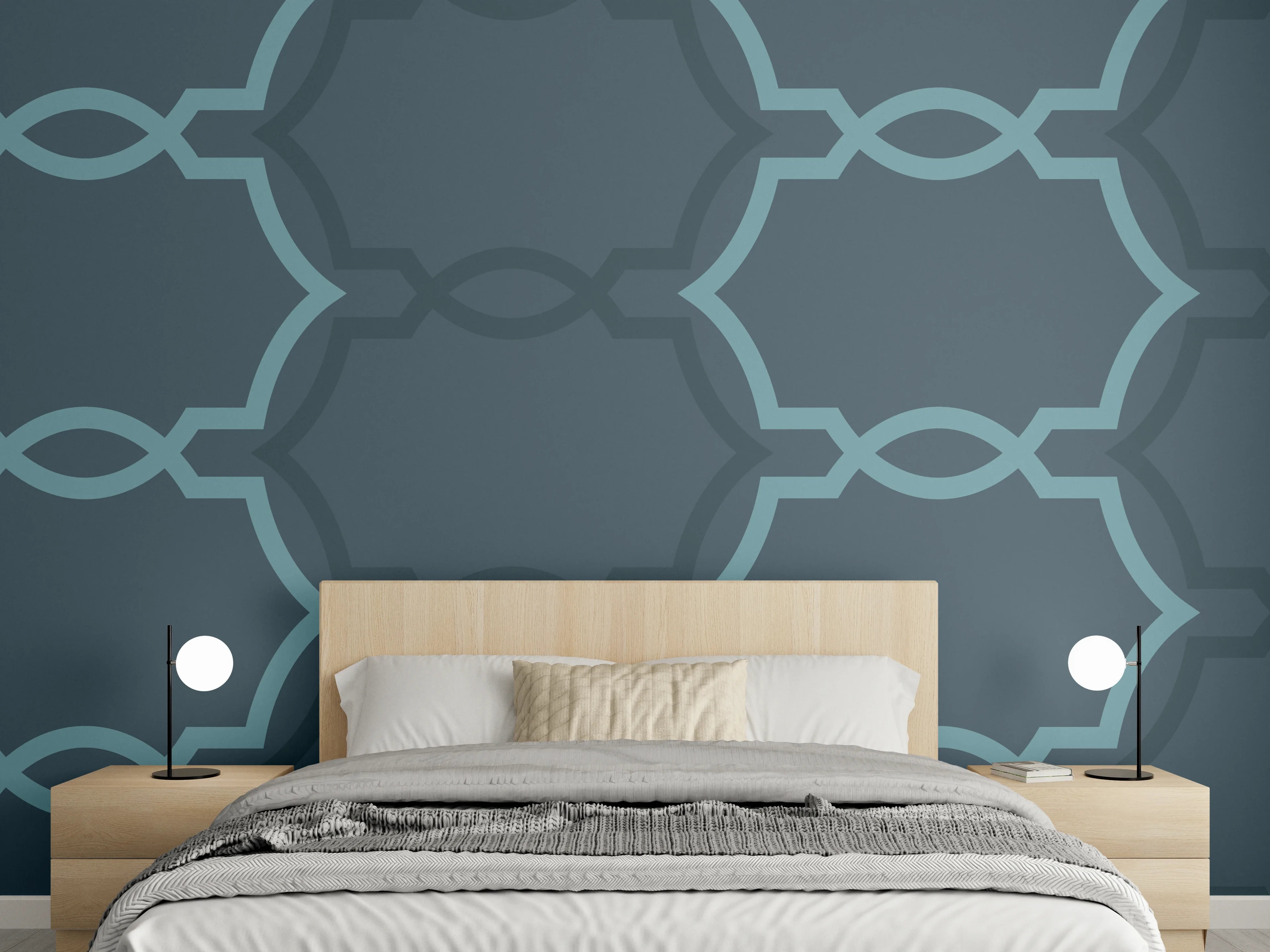Wandverkleidung Schlafzimmer - Abstraktes Muster Dunkelblau