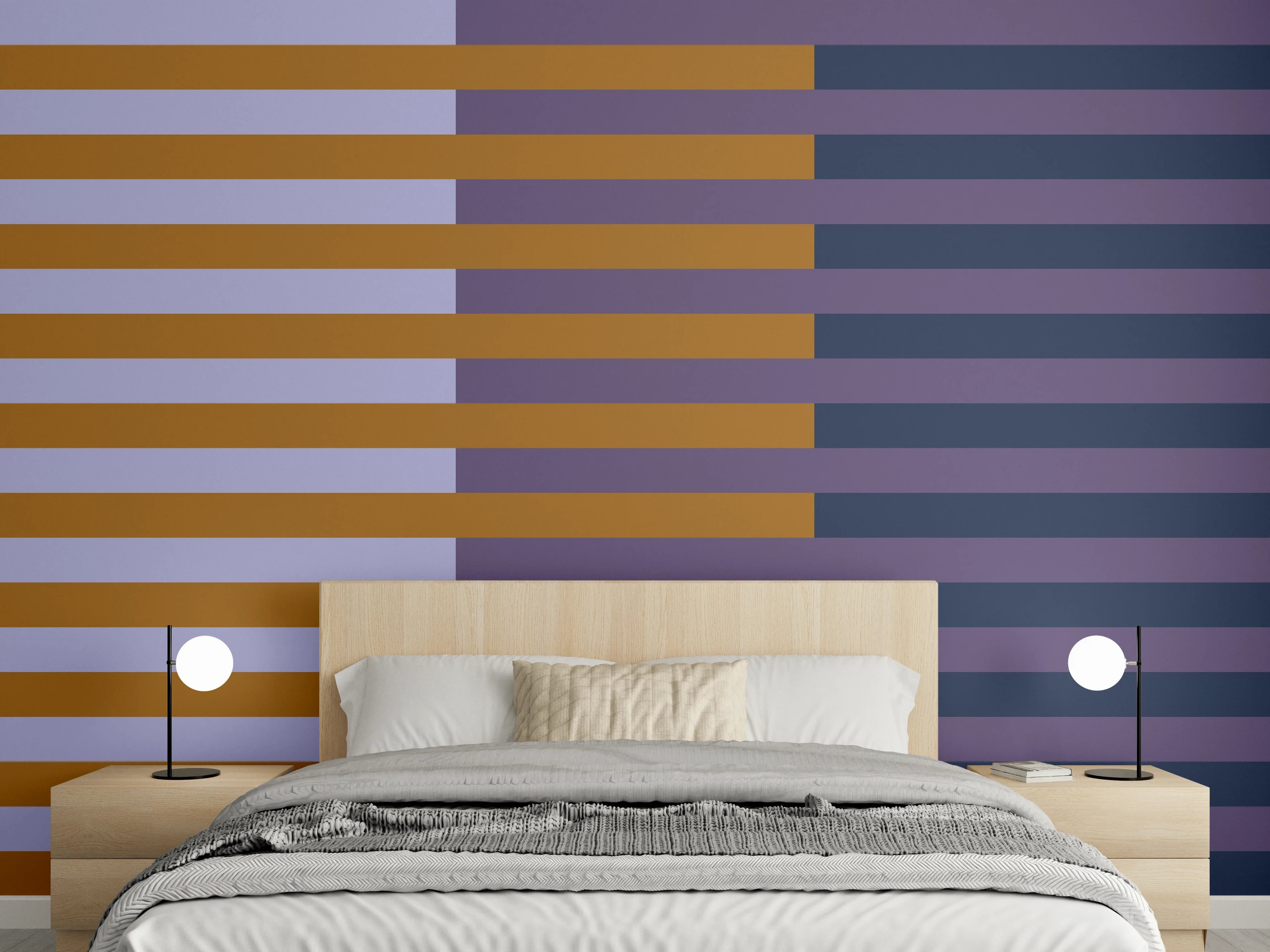 Wandverkleidung Schlafzimmer - Abstraktes Streifenmuster Wanddekor