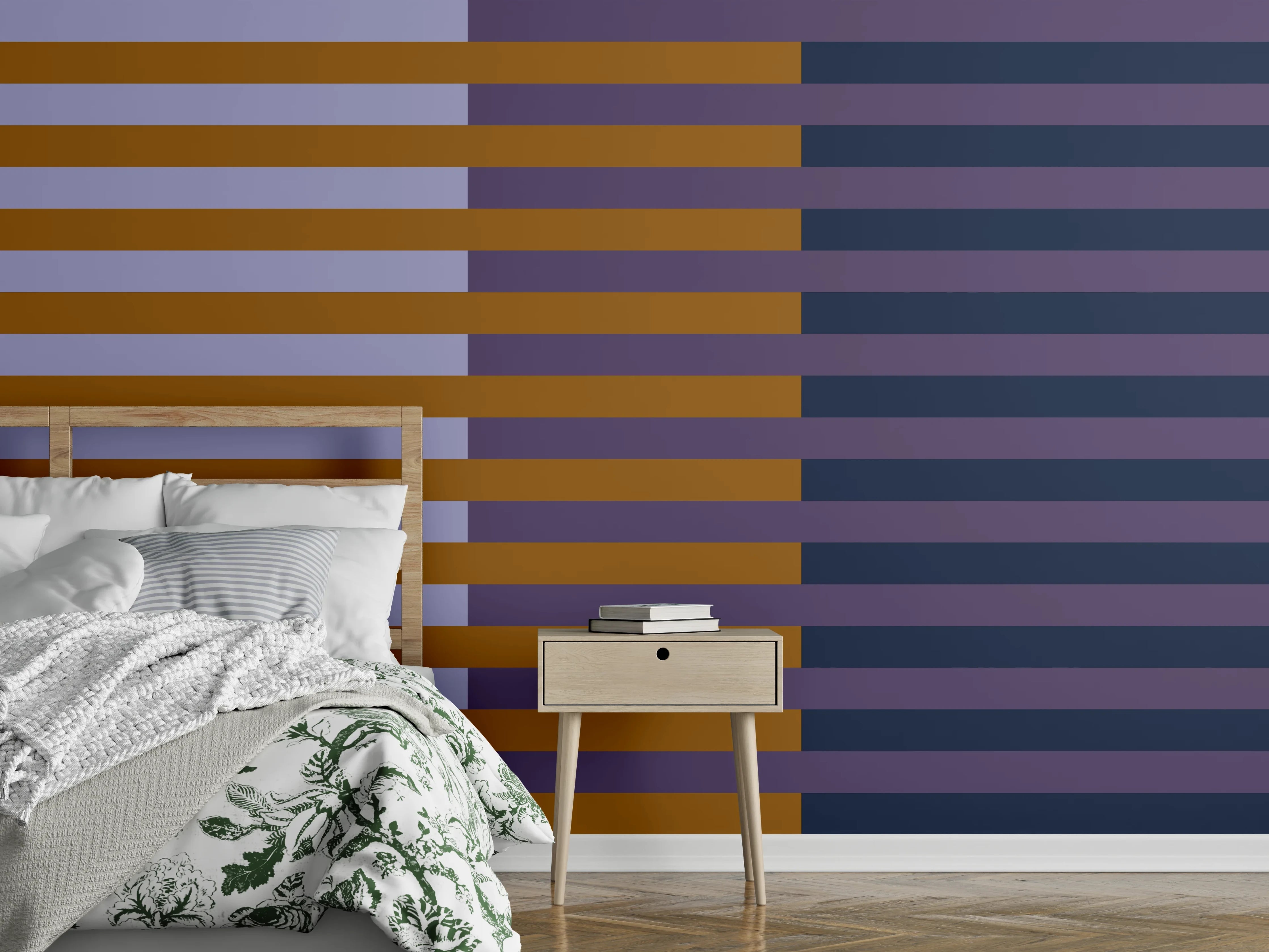 Wandverkleidung Schlafzimmer - Abstraktes Streifenmuster Wanddekor