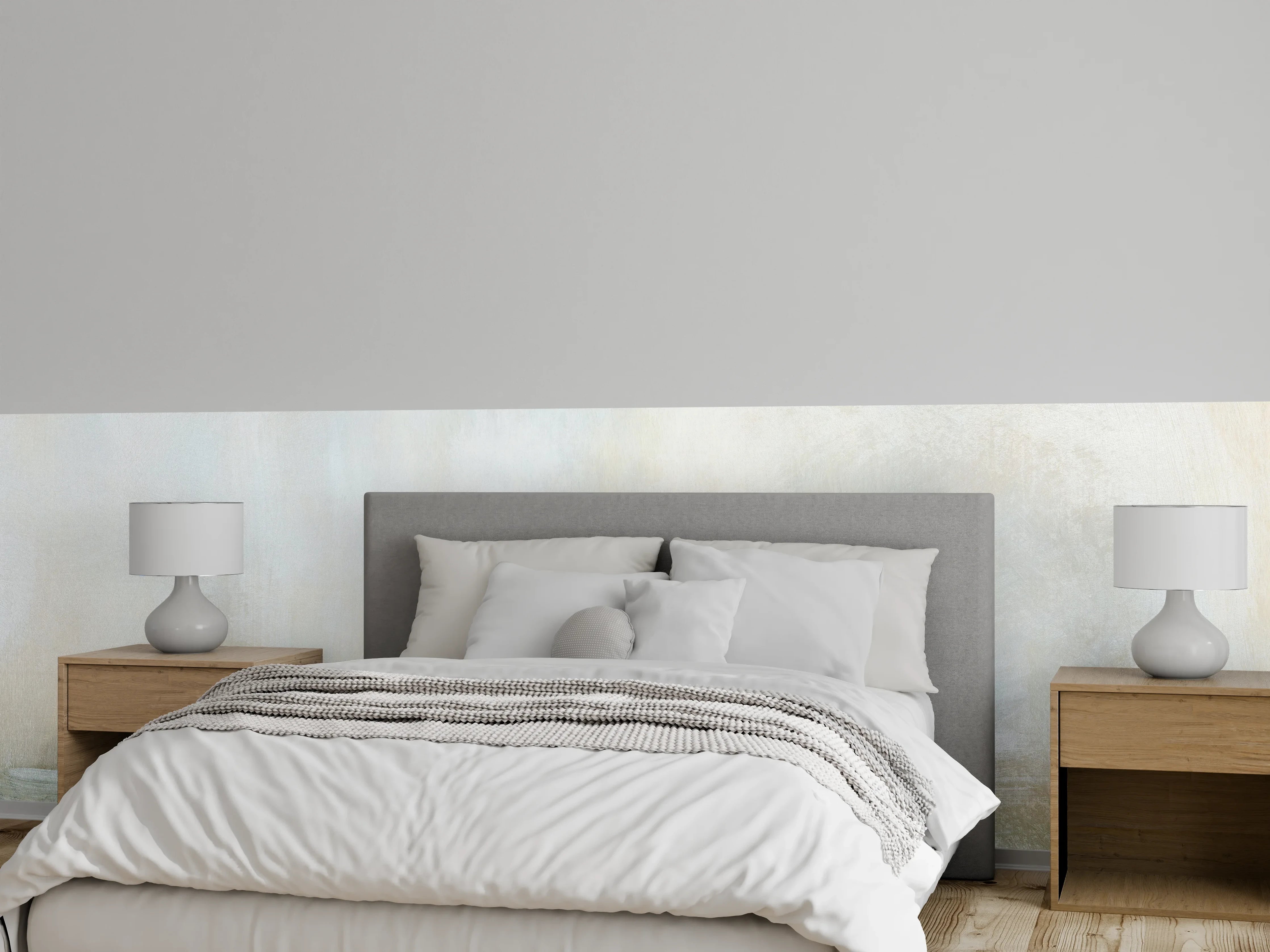 Wandverkleidung Schlafzimmer - Abstraktes Wandbild Weiß Grau Beige
