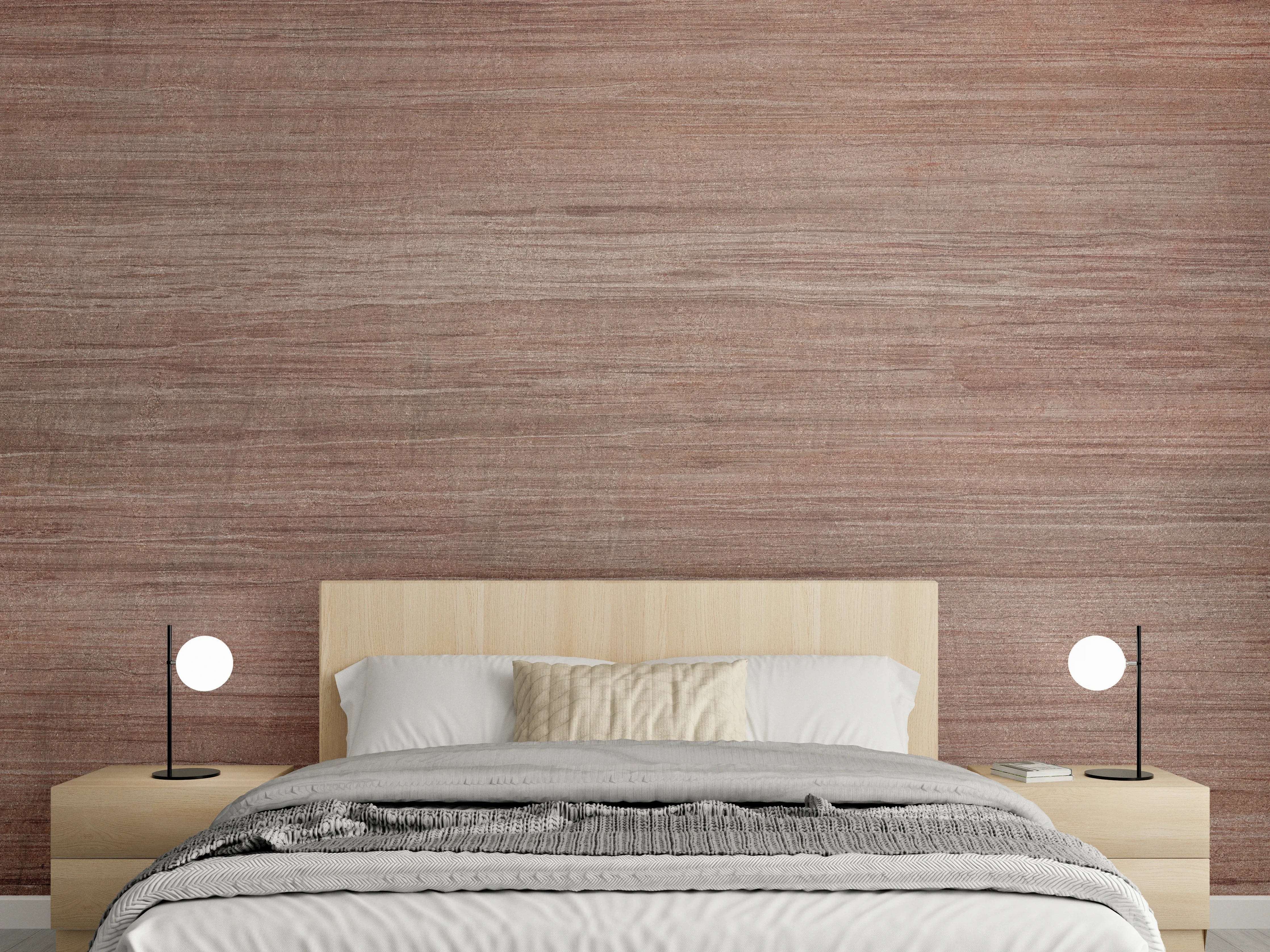 Wandverkleidung Schlafzimmer - Abstraktes bräunlich dunkles Holz