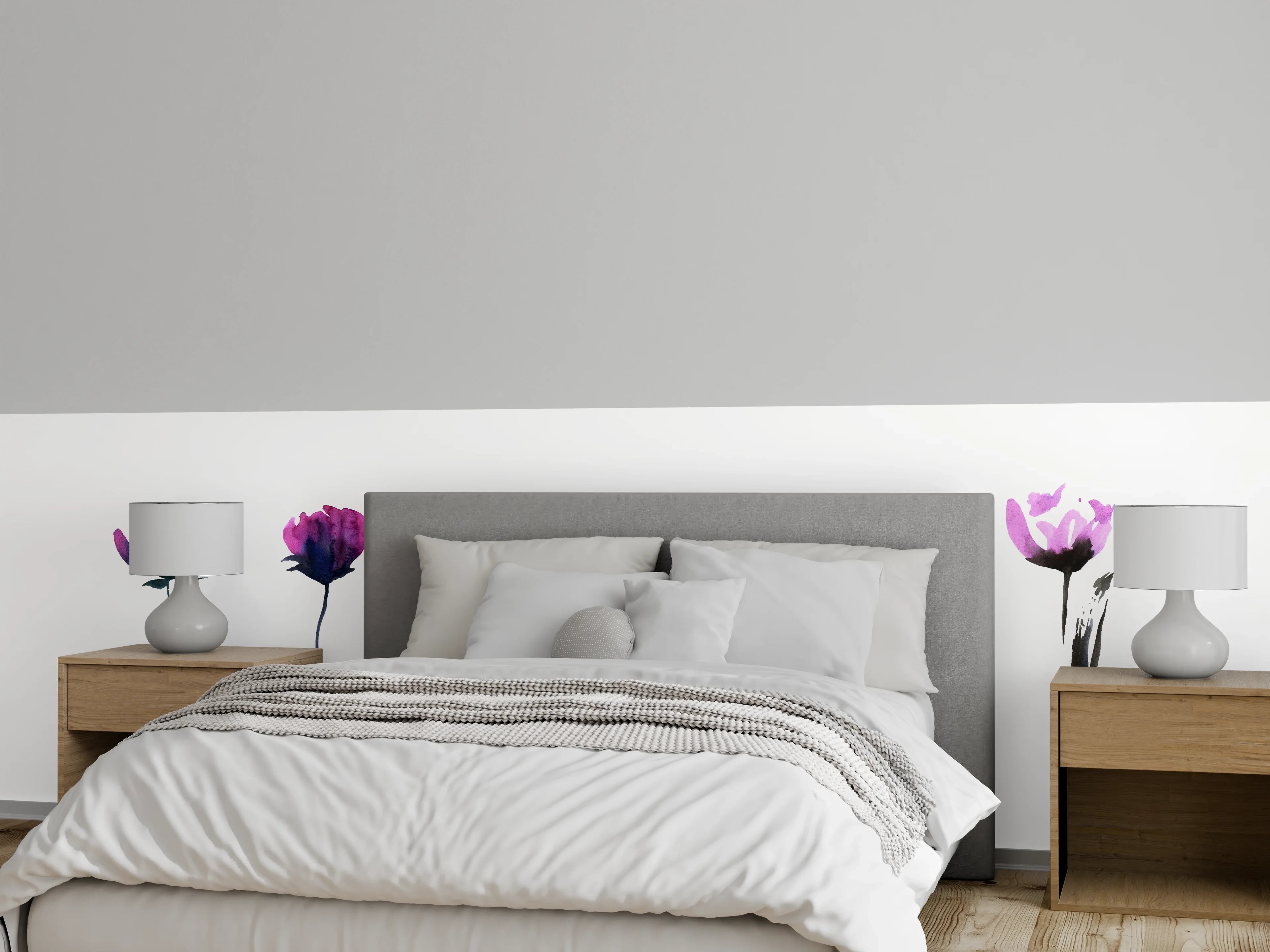 Wandverkleidung Schlafzimmer - Abstraktes modernes Blumenset