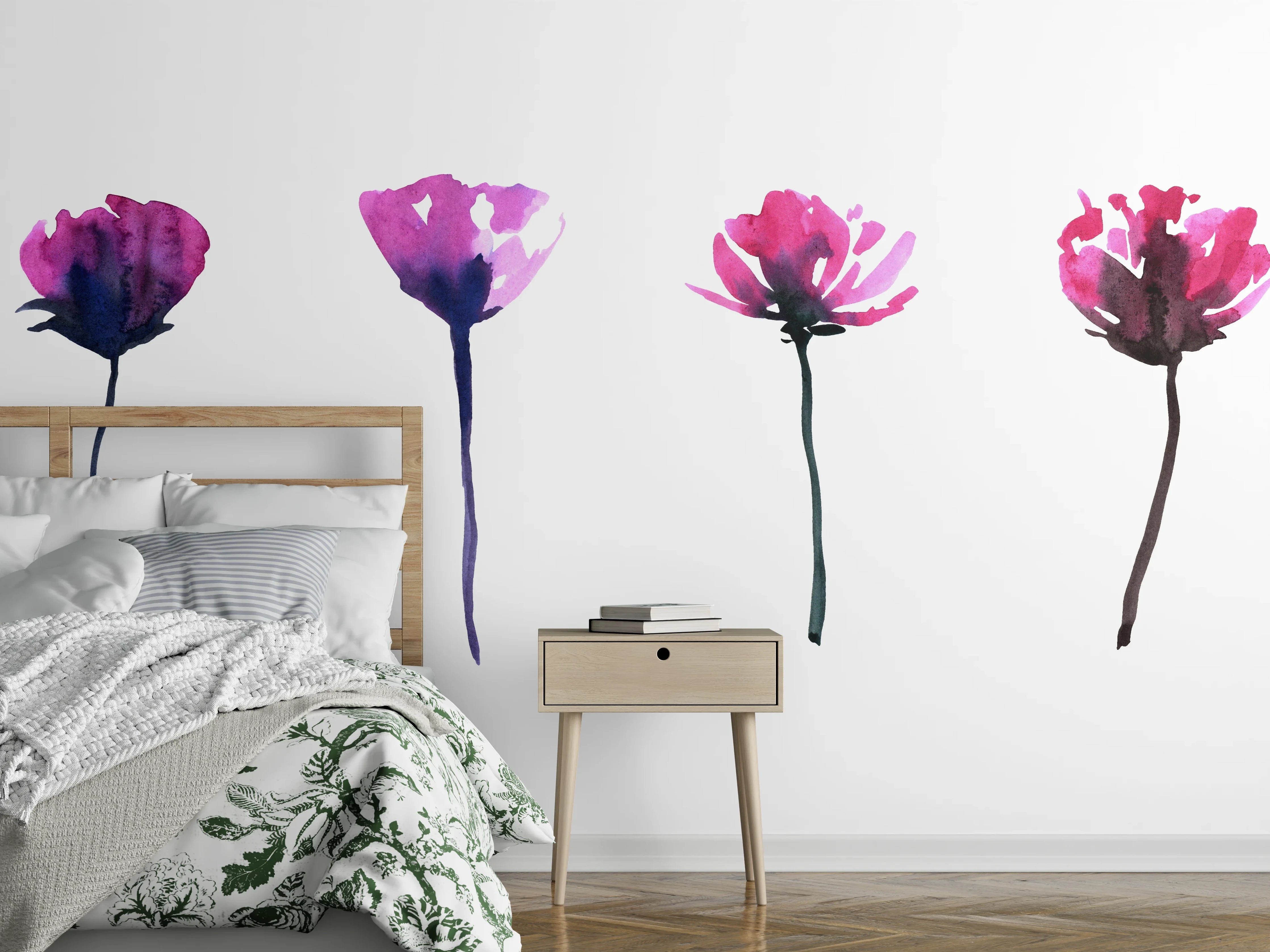 Wandverkleidung Schlafzimmer - Abstraktes modernes Blumenset