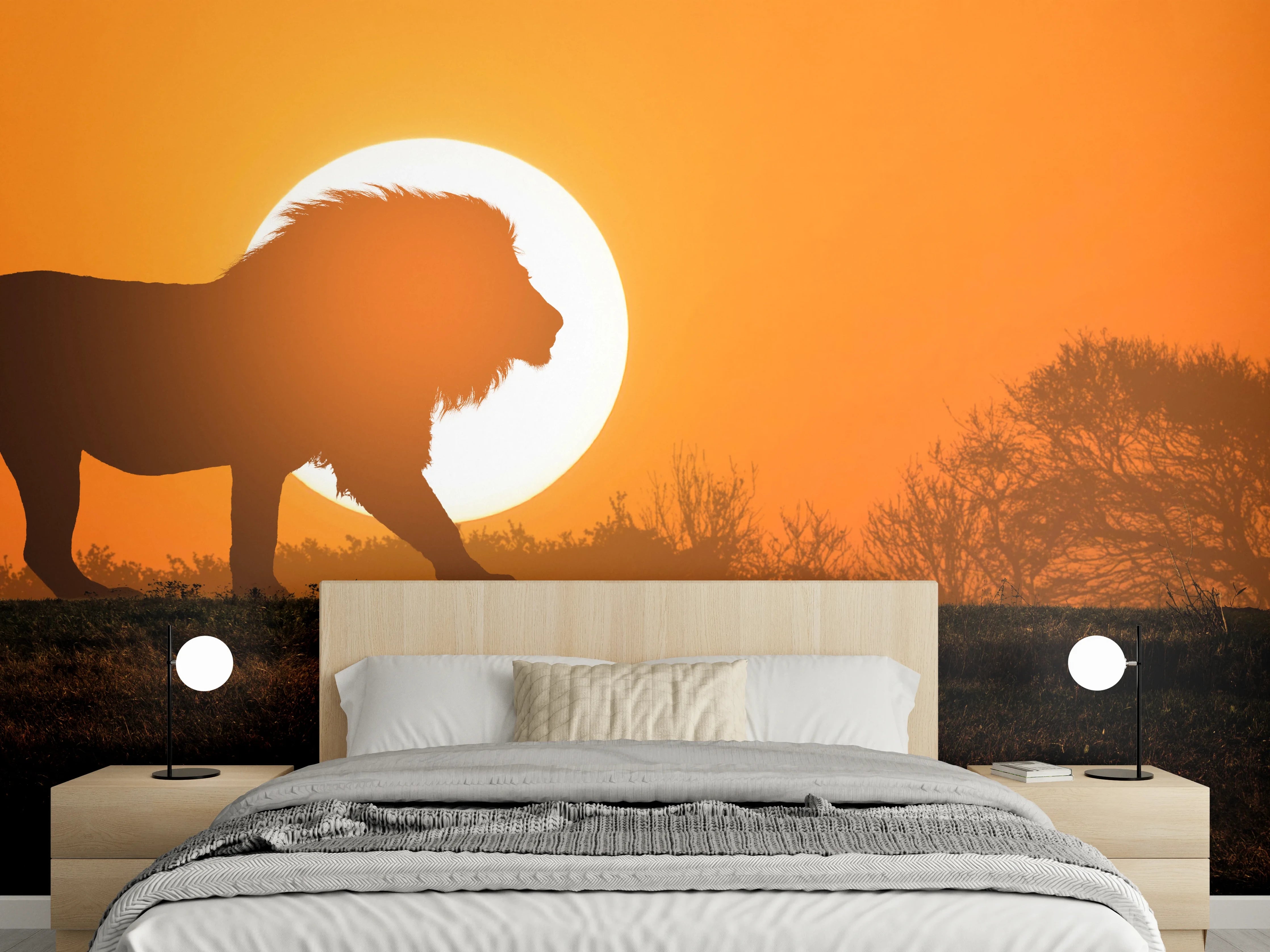 Wandverkleidung Schlafzimmer - Afrikanische Landschaft bei Sonnenuntergang