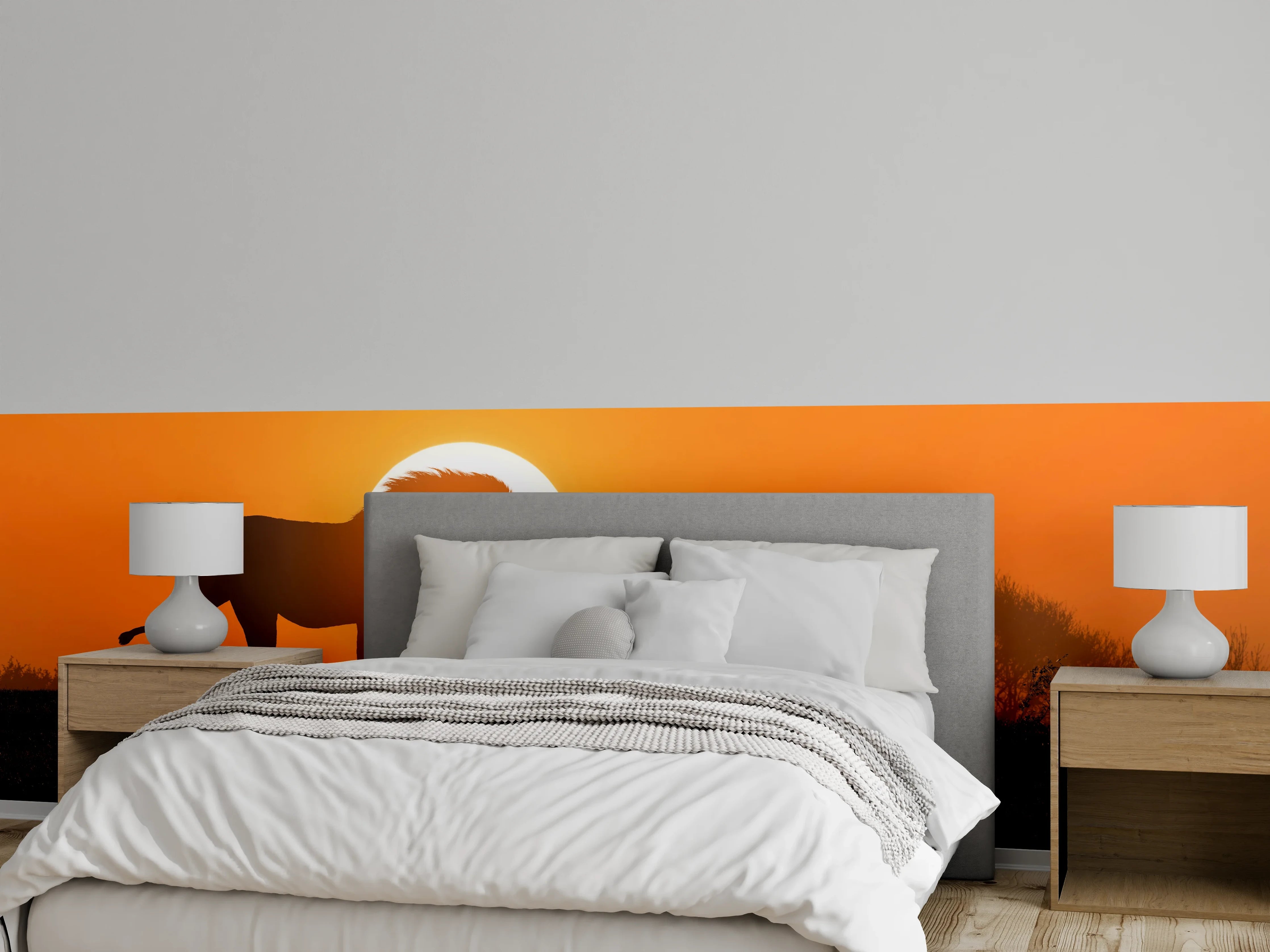 Wandverkleidung Schlafzimmer - Afrikanische Landschaft bei Sonnenuntergang