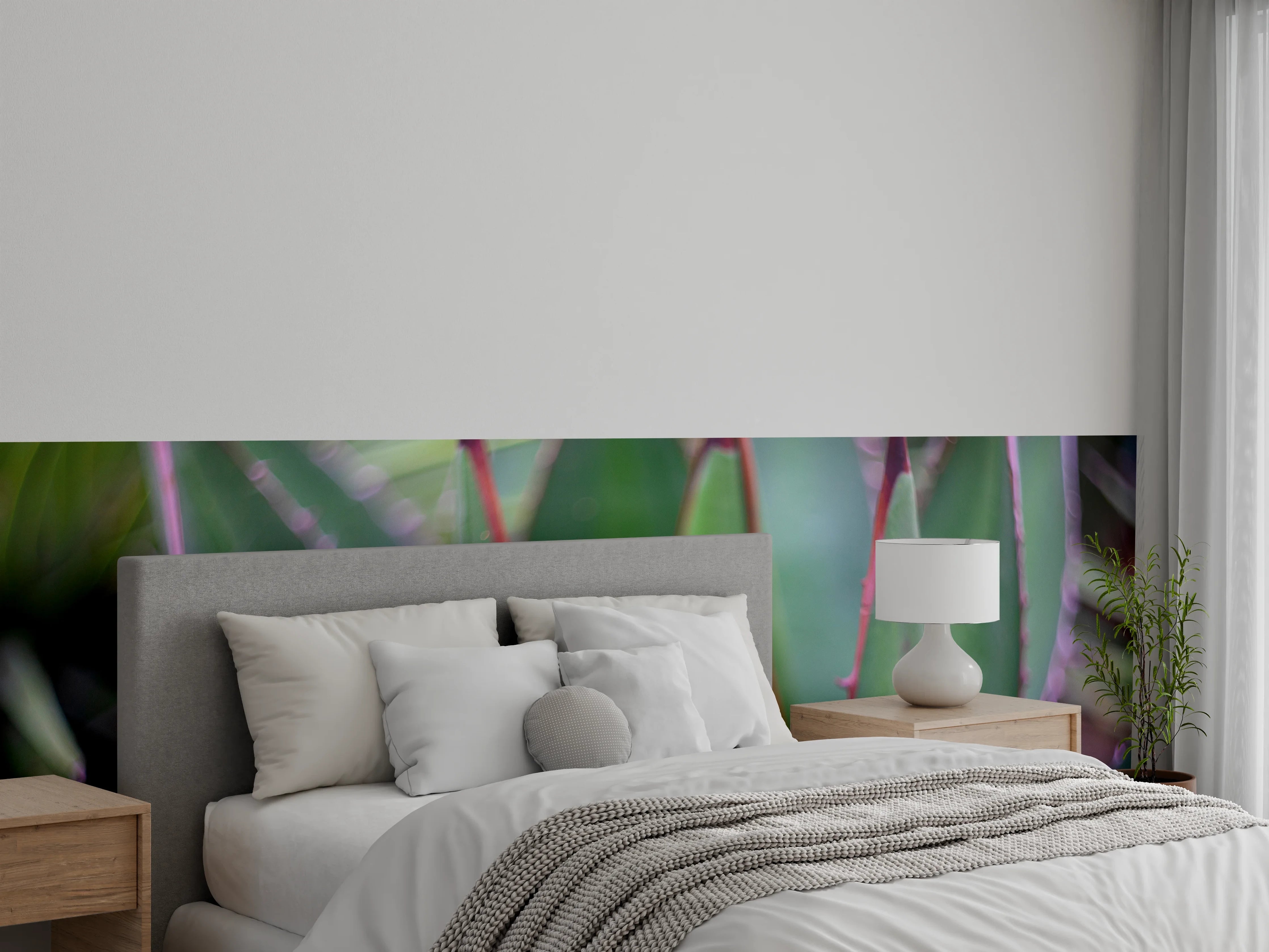 Wandverkleidung Schlafzimmer - Agave Nahaufnahme: Grüne Blätter mit Dornen